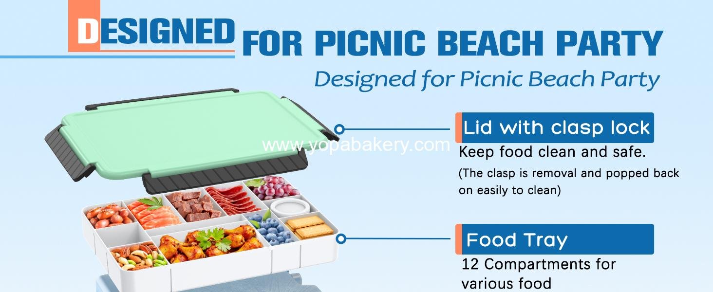 Wholesale Chilled Portable Snackle Box Container Insulated Bag for Food Warmth 12 Compartment Divided Serving Tray with Reusable Ice Pack - Ideal Gift for Charcuterie, Snacks, Road Trips, and Picnics - Factory