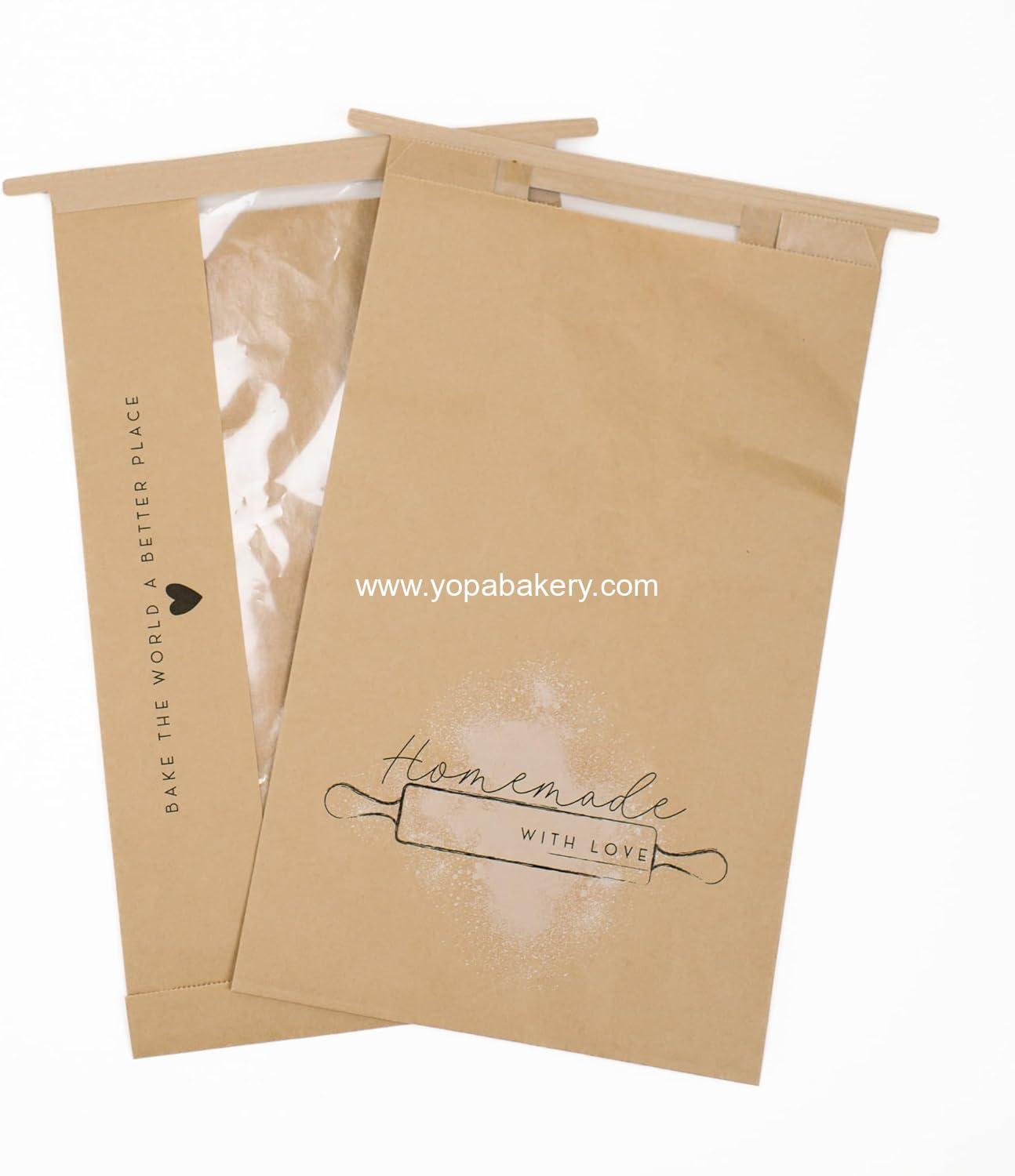Wholesale 50 pk Paper Bread Bags for Homemade Bread Gift Giving | Kraft Paper Loaf Bags with Window | Sourdough, Cookies, Bakery, Treat Packaging | Tin Tie Tab | Home Kitchen | Factory