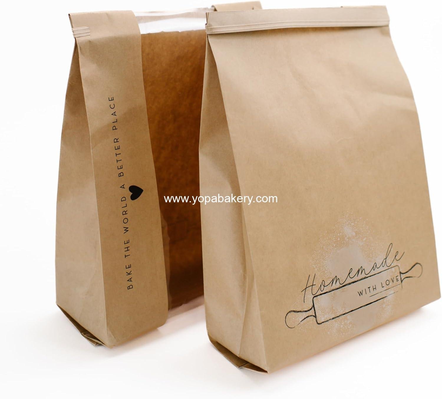 Wholesale 50 pk Paper Bread Bags for Homemade Bread Gift Giving | Kraft Paper Loaf Bags with Window | Sourdough, Cookies, Bakery, Treat Packaging | Tin Tie Tab | Home Kitchen | Factory