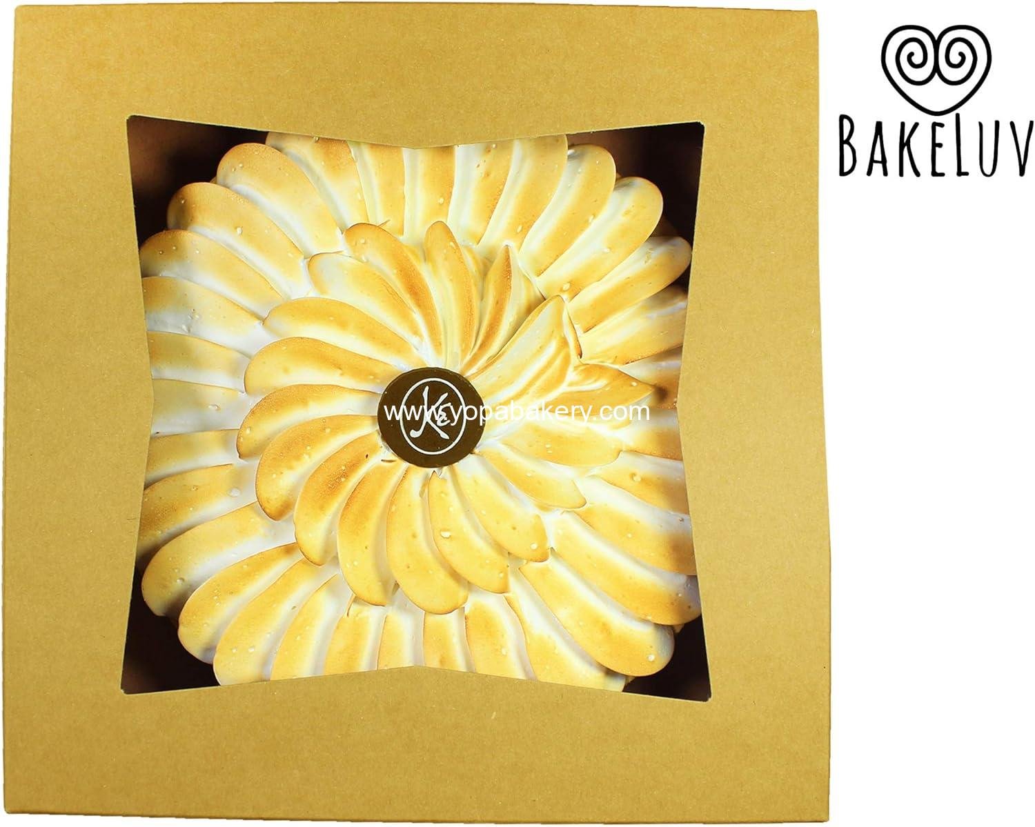 Wholesale 9 Inch Pie Boxes | Brown, 12 Pack | 9x9x2.5 Bakery Box with Window, Cookie Box, Pastry Boxes in Bulk, Cake Boxes, Auto Pop - Factory