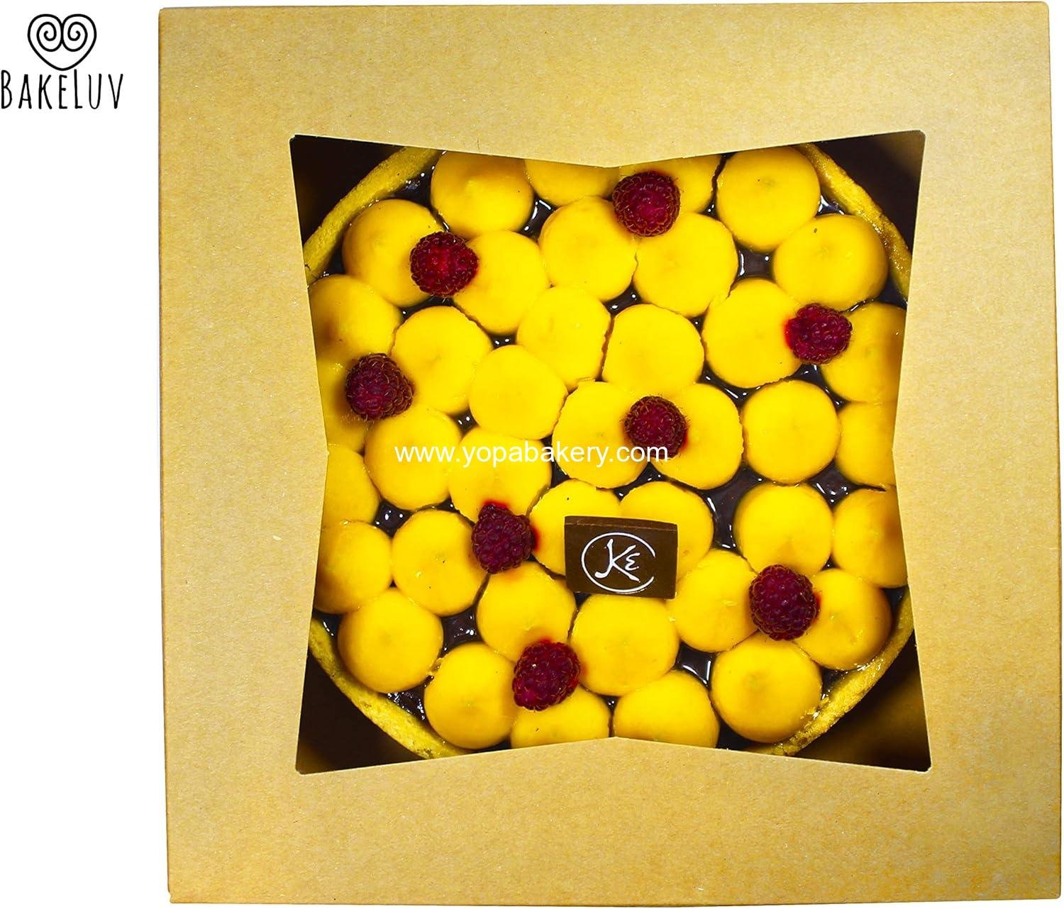 Wholesale 9 Inch Pie Boxes | Brown, 12 Pack | 9x9x2.5 Bakery Box with Window, Cookie Box, Pastry Boxes in Bulk, Cake Boxes, Auto Pop - Factory