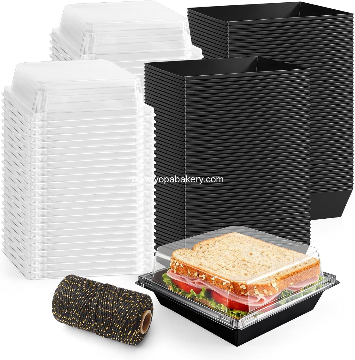 Wholesale 100 Pack Charcuterie Boxes with Clear Lids, 4.7 Inch Disposable Square Dessert Boxes for Cakes, Sandwiches, Cookies, and Desserts (Black) Factory