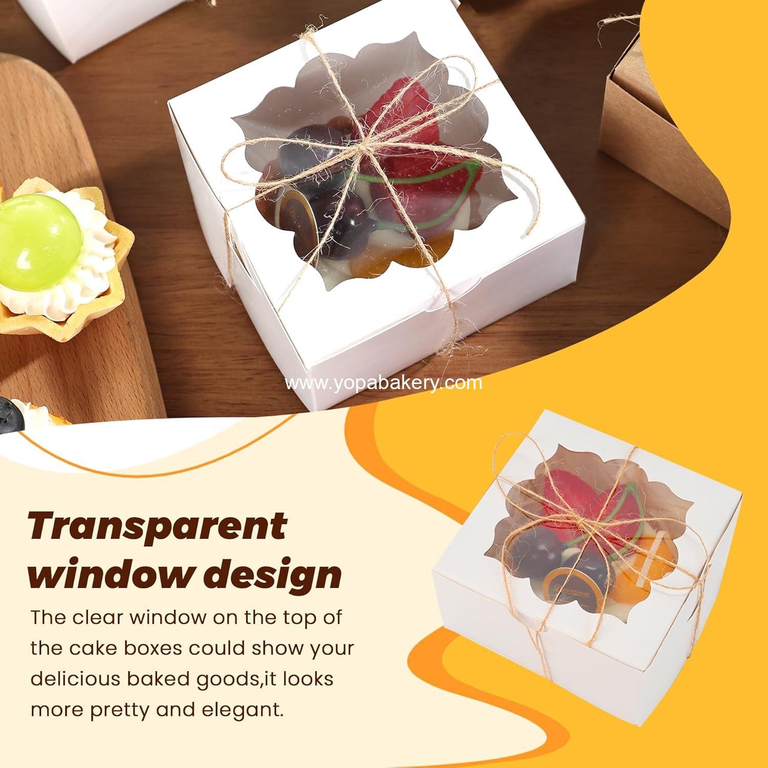 Wholesale 50 Pack Cookie Boxes 4x4x2.5 Inches Bakery Dessert Boxes with Window for Chocolate Strawberries Muffins Donuts Small Cakes (White) Manufacturer