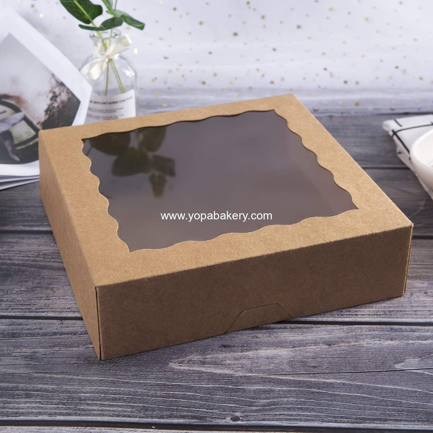 Wholesale 25pcs 9-inch Kraft Brown Bakery Boxes, Large Pie Boxes with PVC Window, Natural Disposable Box for Cookies, 9x9x2.5 inches, Factory Wholesale 25pcs 9-inch Kraft Brown Bakery Boxes, Large Pie Boxes with PVC Window, Natural Disposable Box for Cookies, 9x9x2.5 inches, Factory