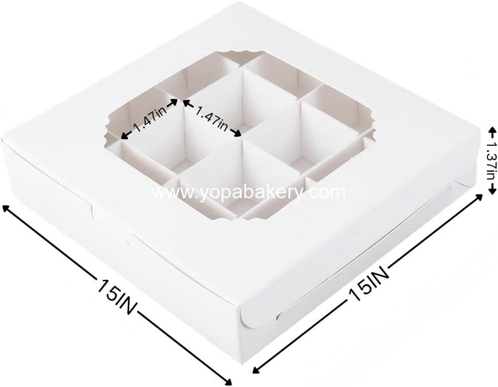 Wholesale 20pcs Empty White Sweet Boxes for Chocolate, Truffles, Indian Sweets, Diwali, and Candy Packaging with Clear Window, 16 Compartments, Dividers, Quick Assemble Factory