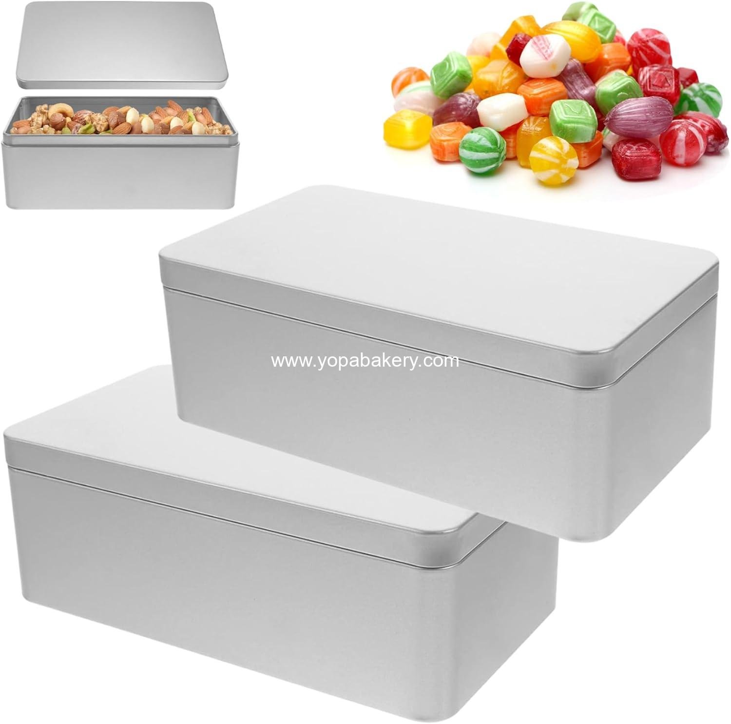 Cookie Tin, 2PCS Cookie Tins with Lids 7.1x3.9x2.6in Thick Rustproof Metal Tins Rectangle Metal Box for Food Snack Keys Storage