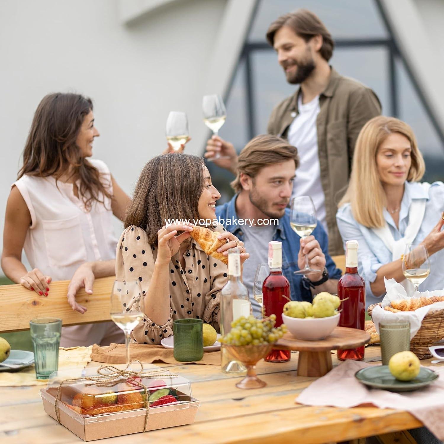 Wholesale 7x5 Charcuterie Boxes with Clear Lids, 50 Pack Disposable Take Out Food Containers, Large Paper Bakery Boxes for Strawberries, Cookies, Cupcakes (Brown) Factory