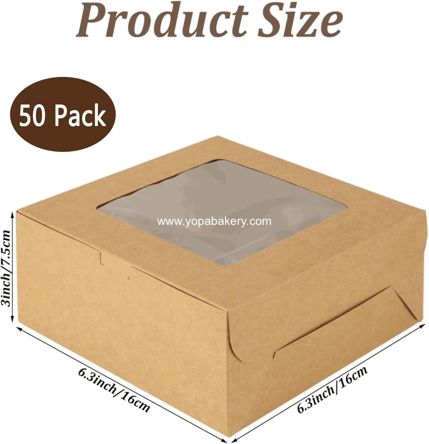 Wholesale 50 Pcs Muffin Boxes 4 Count, 6 x 6 x 3 Inch Bakery Boxes with Window, Brown Cupcake Containers for Cookies, Pastries, Cakes, Dessert Treats, Factory