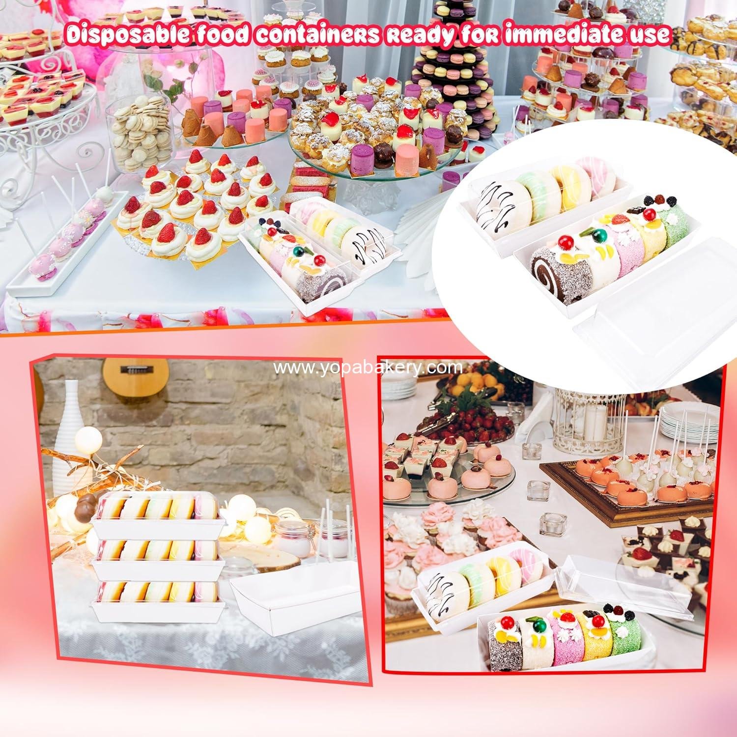 Wholesale 60 Pack 7.5 Inch Charcuterie Boxes with Clear Lids - White Paper Bakery Boxes for To Go Treats, Desserts, Pastries, Sandwiches, Strawberries, Cupcakes - OEM Factory