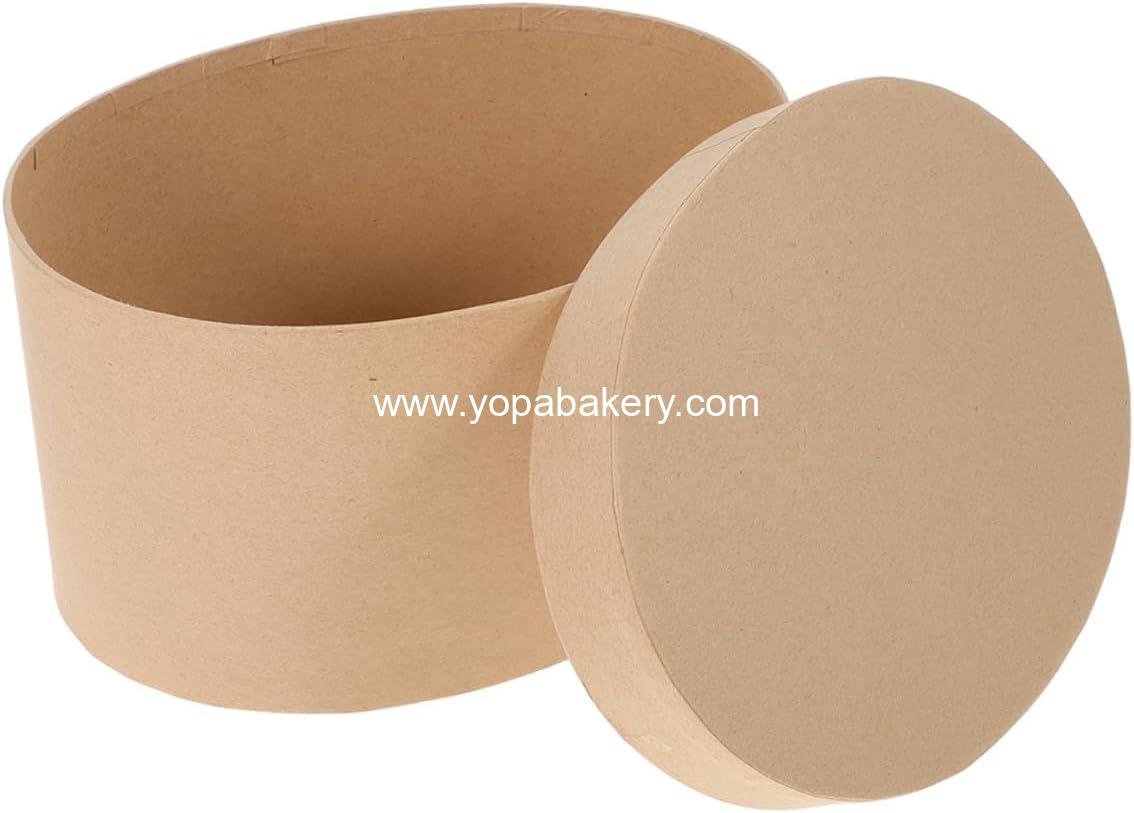 GALPADA Crafted Kraft Paper Oval Box with Lid Cardboard Cookie Container for Macarons Chocolates Treats Lightweight Portable Packaging Unique Presentation