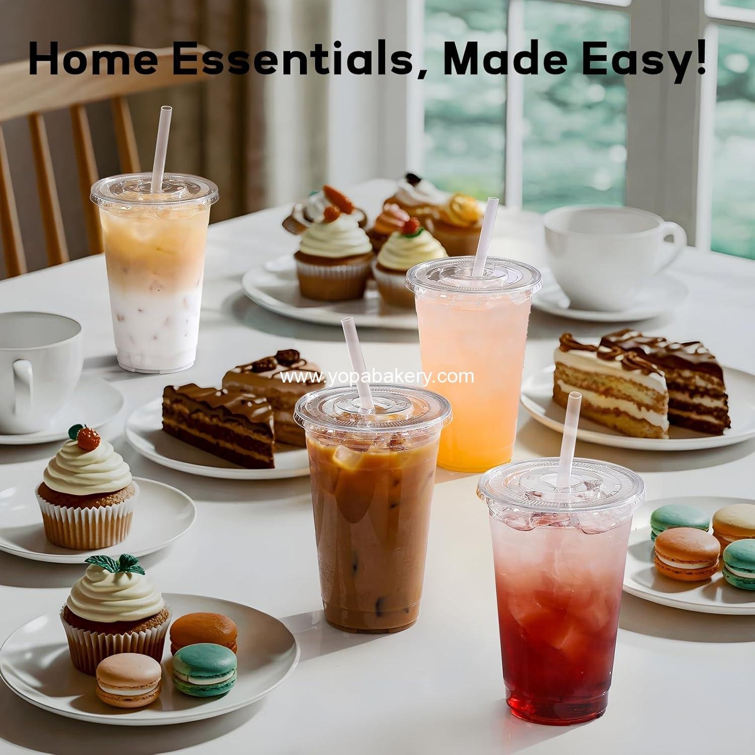 Wholesale 25 Pack - 16 oz Clear Plastic Cups with Lids and Straws, Disposable Iced Coffee Cups for Cold Drinks, Iced Tea, Milkshakes, Smoothies - Durable & BPA Free Factory