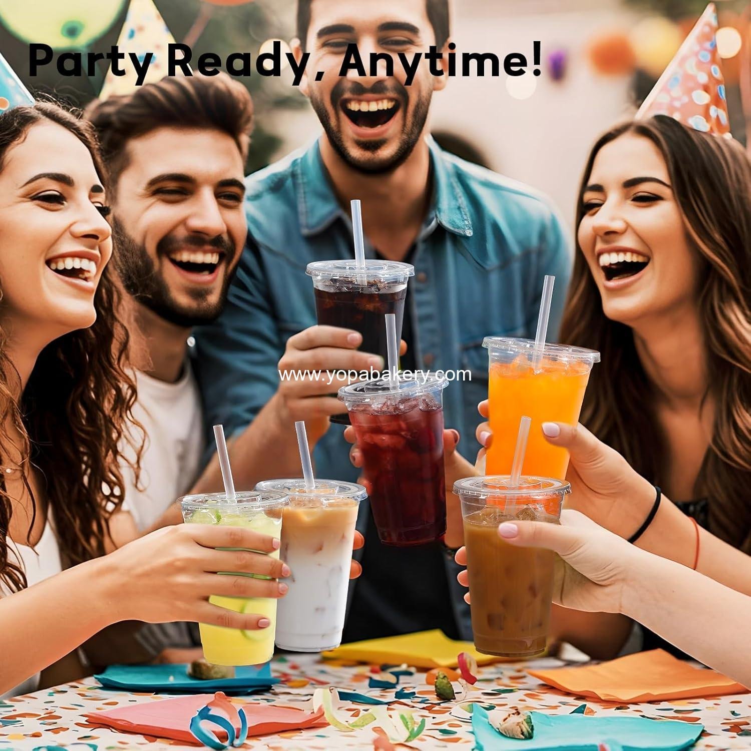 Wholesale 25 Pack - 16 oz Clear Plastic Cups with Lids and Straws, Disposable Iced Coffee Cups for Cold Drinks, Iced Tea, Milkshakes, Smoothies - Durable & BPA Free Factory