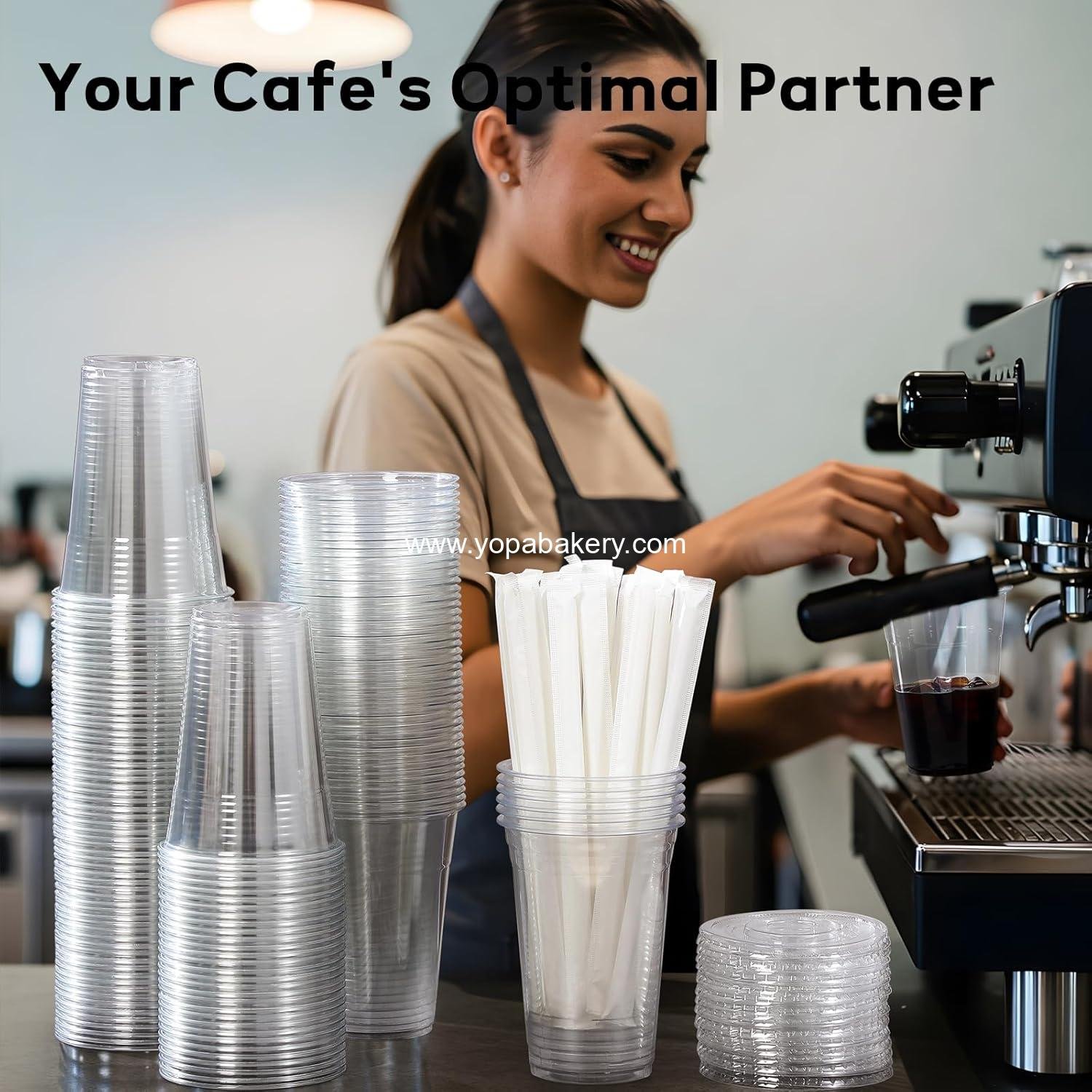 Wholesale 25 Pack - 16 oz Clear Plastic Cups with Lids and Straws, Disposable Iced Coffee Cups for Cold Drinks, Iced Tea, Milkshakes, Smoothies - Durable & BPA Free Factory