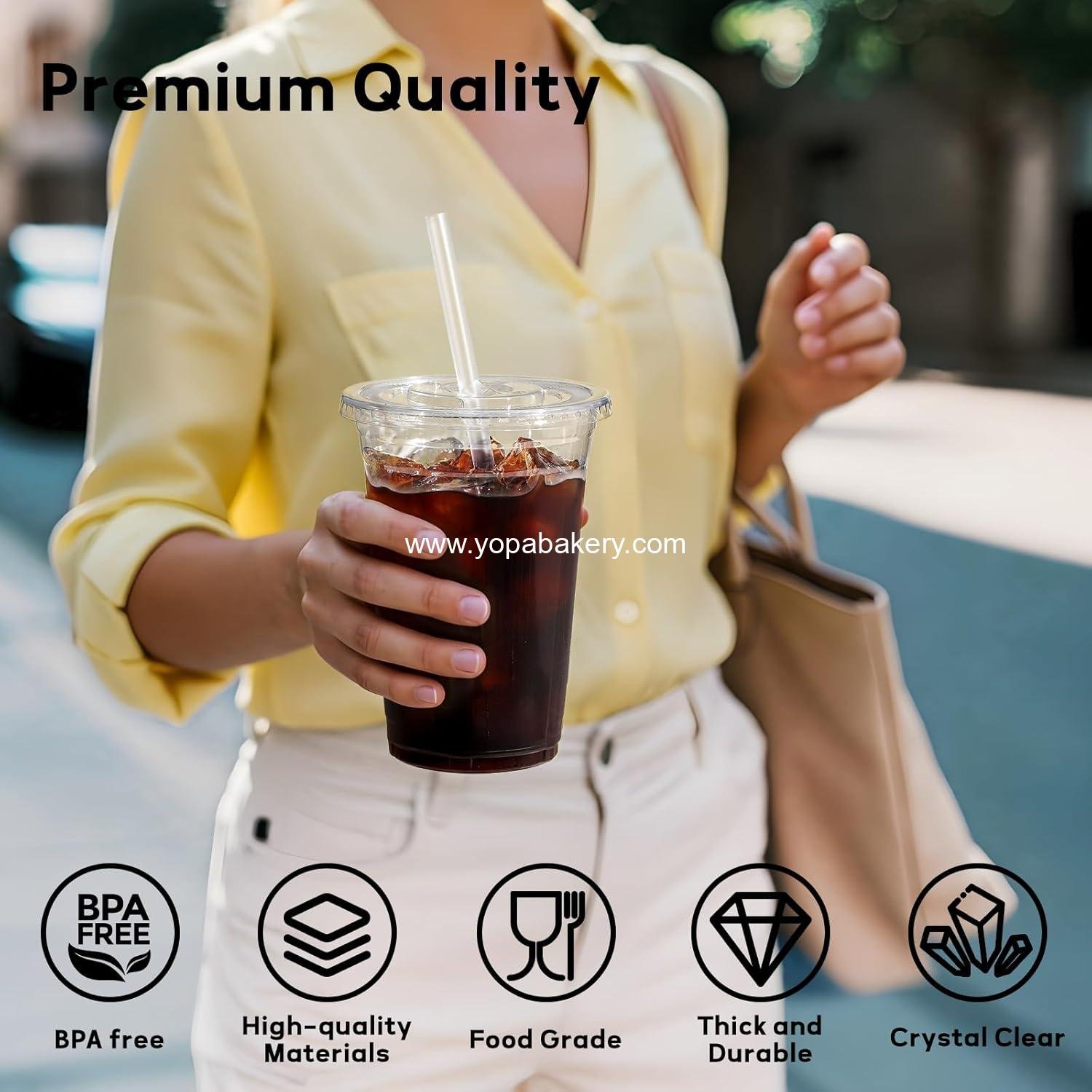 Wholesale 25 Pack - 16 oz Clear Plastic Cups with Lids and Straws, Disposable Iced Coffee Cups for Cold Drinks, Iced Tea, Milkshakes, Smoothies - Durable & BPA Free Factory