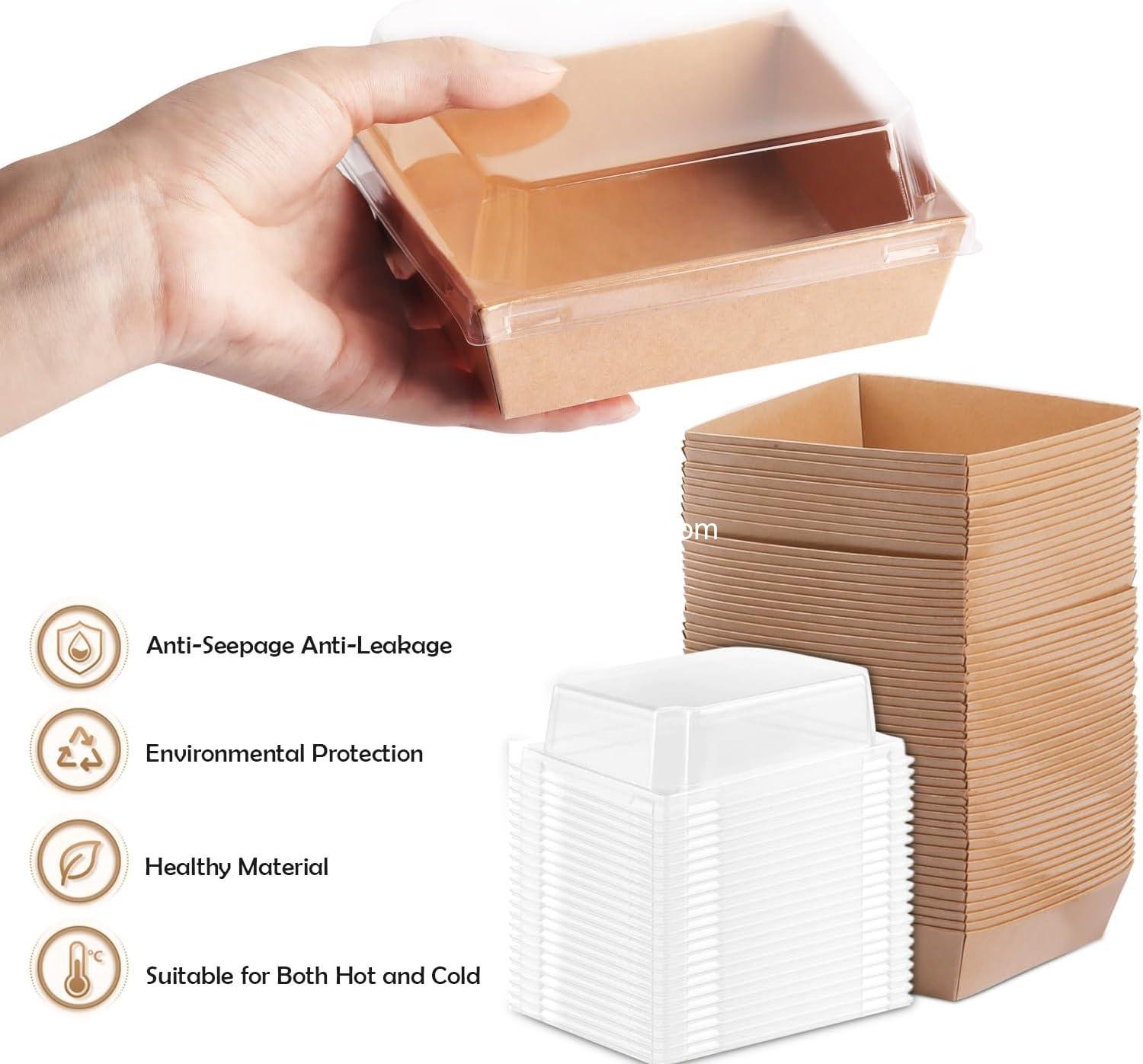 Wholesale 50 Pack Mini Charcuterie Boxes with Clear Lids - 4 Inch Brown Disposable Dessert Boxes for Cookies, Sandwiches, Strawberries, Cupcakes, Macarons, and Cake Slices - Factory