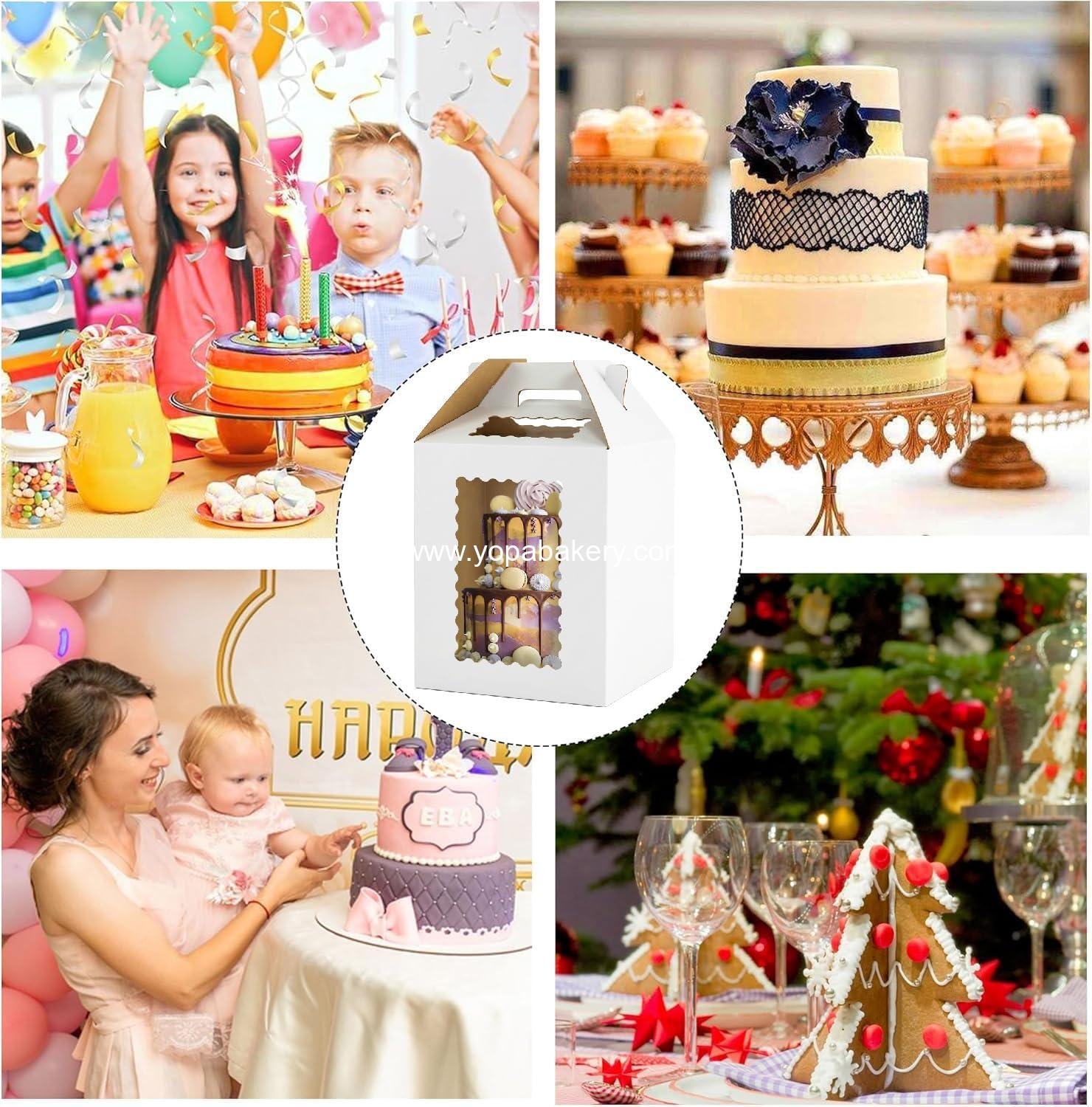 Wholesale 3 Pack 12x12x14 Inch Tall Cake Boxes for Tiered Cakes, 10 Inch and 12 Inch Cake Carrier, Large Layer Cake Box, Durable White Bakery Box, Factory