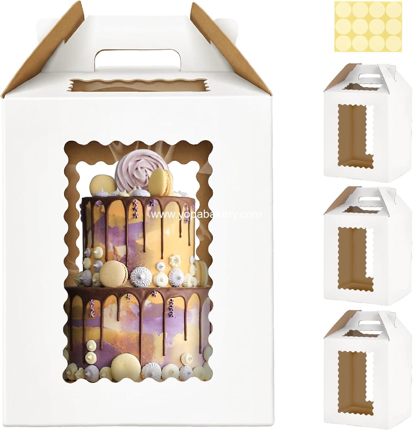 3 Pack 12x12x14Inch Tall Cake Boxes for Tier Cakes,10in 12in Tall Cake Carrier, Large Tiered Cake Box, Layer Cake Box, large cake box,Durable White Bakery Box