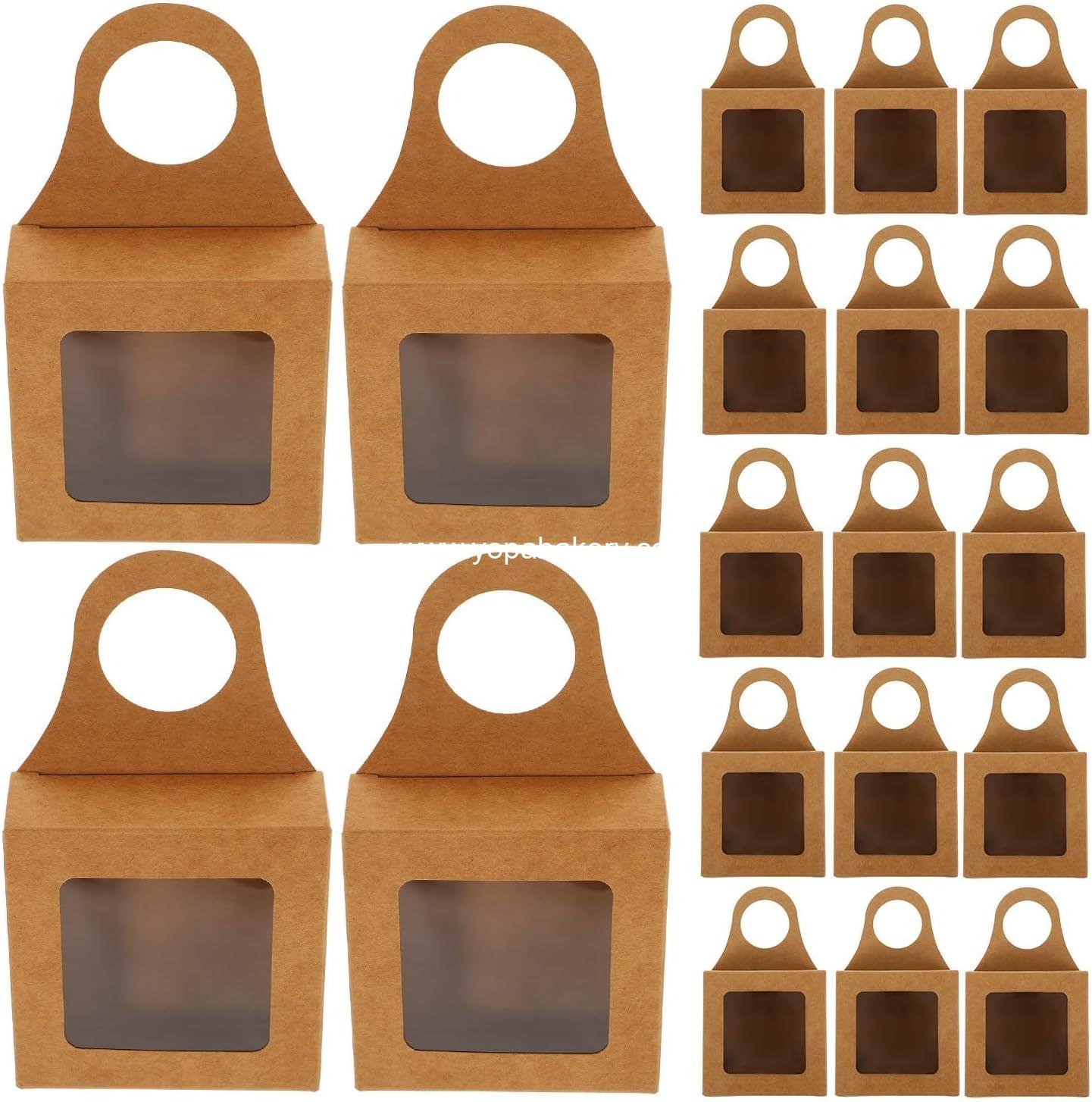 Wholesale 20Pcs Kraft Paper Candy Boxes with Window and Hanging Hook, 9x3x9Cm Small Boxes for Macaron, Nougat, Cookie Packaging and Wine Bottle Decor, Versatile Party Treat Storage Factory