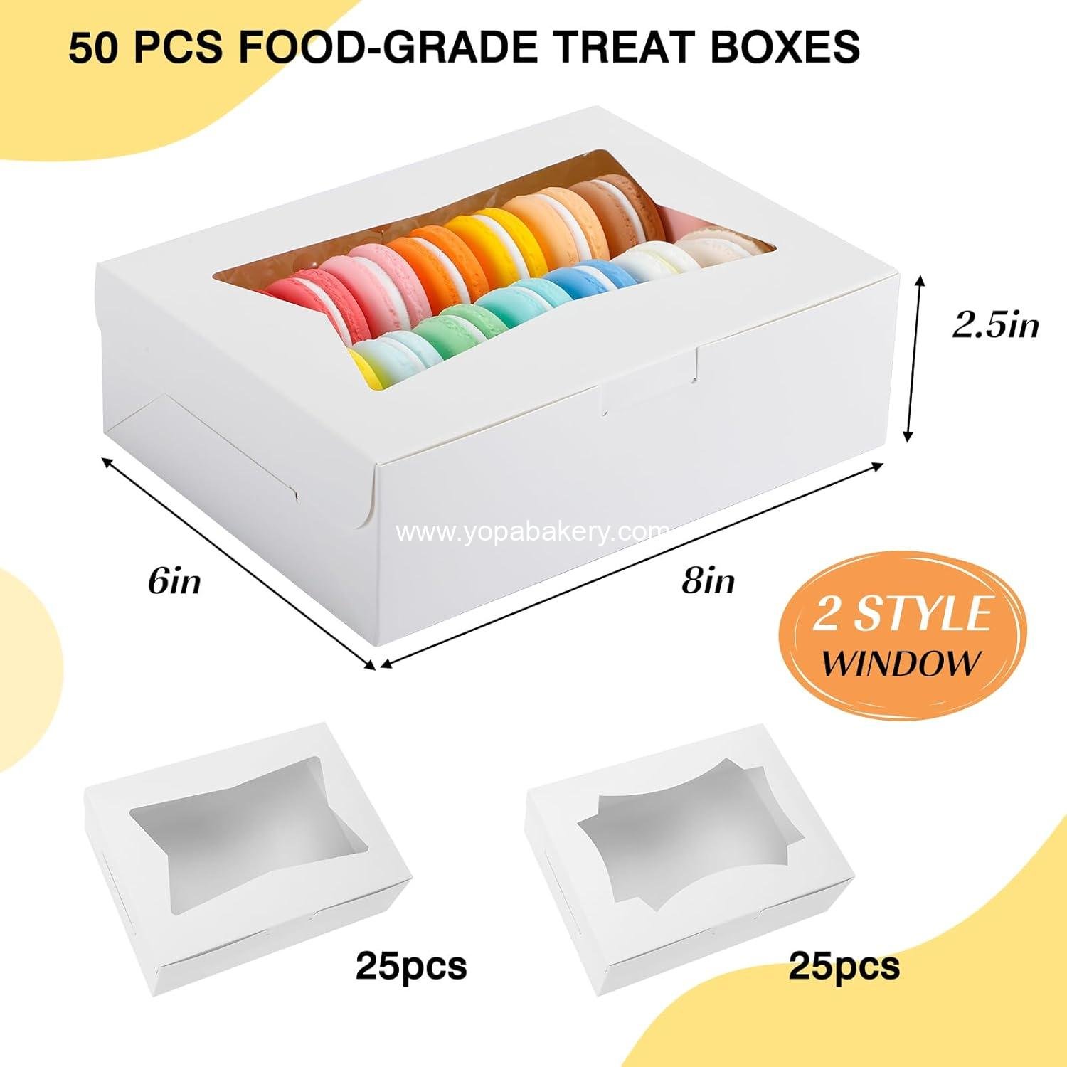 Wholesale 50pcs 8x6x2.5 Inch 2-Style Window Bakery Boxes for Cookies Treats Chocolate Strawberries Muffins Donuts Factory Wholesale 50pcs 8x6x2.5 Inch 2-Style Window Bakery Boxes for Cookies Treats Chocolate Strawberries Muffins Donuts Factory