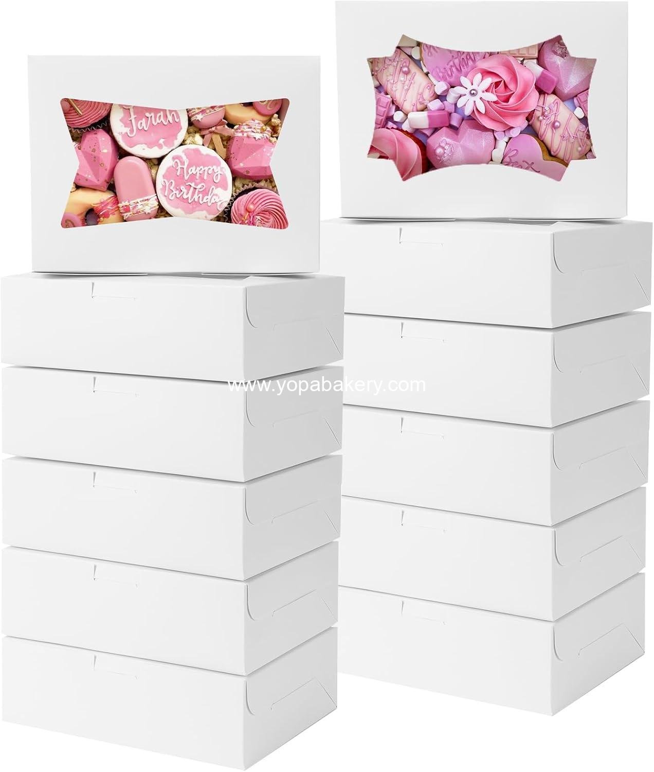 TOMNK 50pcs Cookie Boxes with Window, 8x6x2.5 Inches 2 Style Window Bakery Boxes for Treats, Chocolate Covered Strawberries, Muffins, Donuts