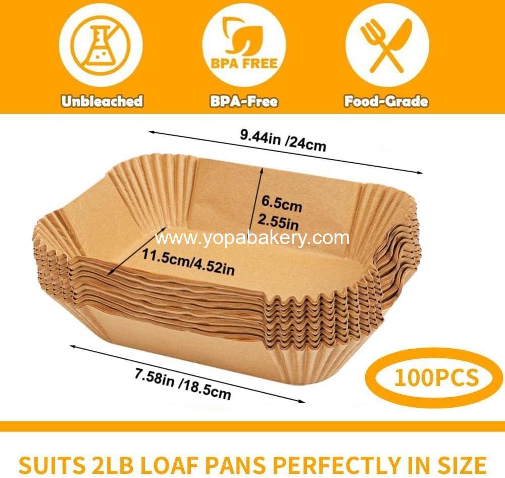 OEM 9x5 Inch Disposable Loaf Pan Liners Non-Stick Preformed Parchment Paper 100 Pack for Air Fryer Bread Baking Factory