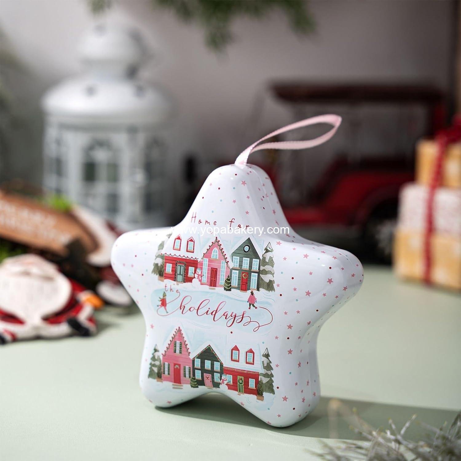 Wholesale Empty Star Tin Christmas Gift Boxes 6 Pack Holiday Treats Candy Cookie Storage Party Favor Manufacturer