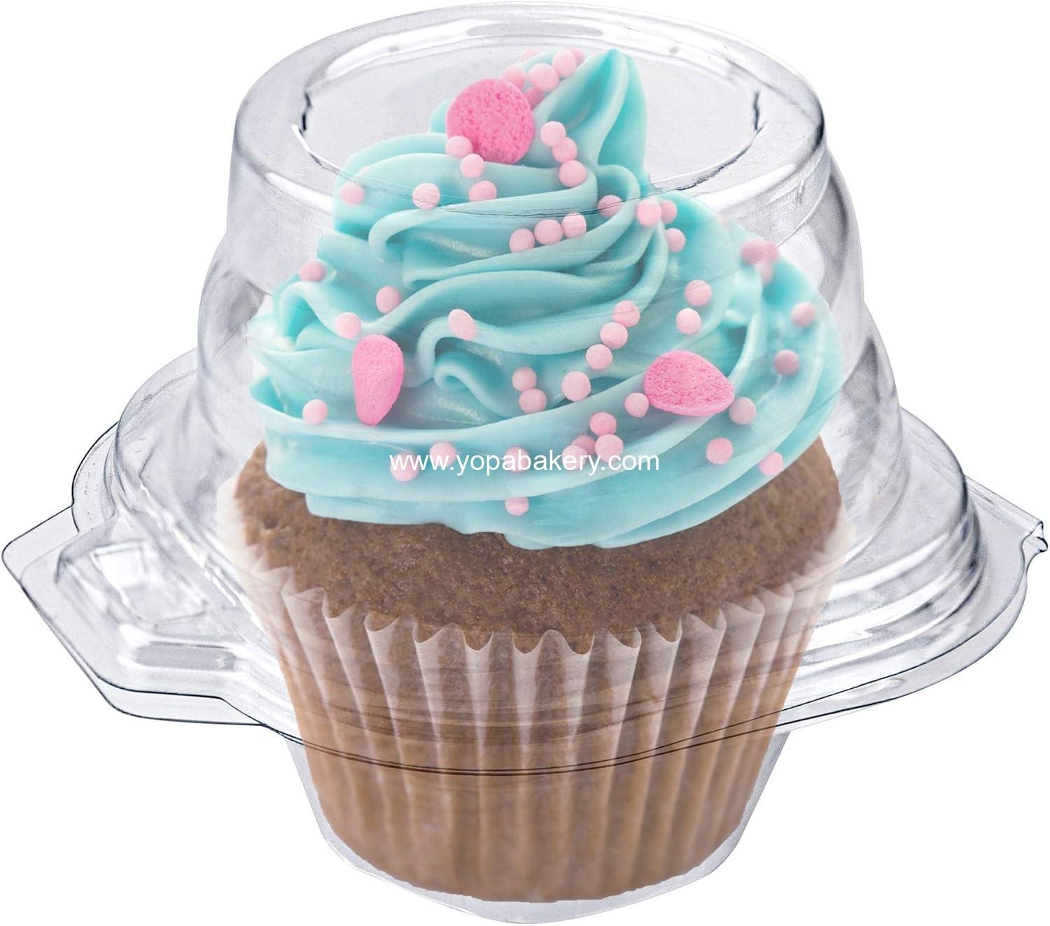 Stock Your Home Individual Plastic Cupcake Containers Disposable with Connected Airtight Dome Lid (50 Count) Clear Single Cupcake Container, BPA Free