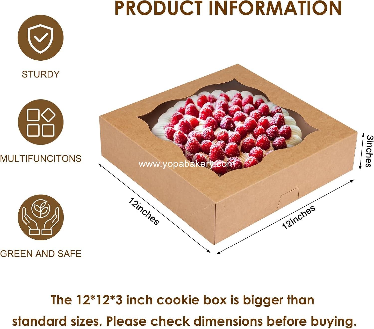 Wholesale 12x12x3 Inch Pie Boxes with Window for Bakery Desserts Treats Cookies Cakes Muffins Donuts supplier