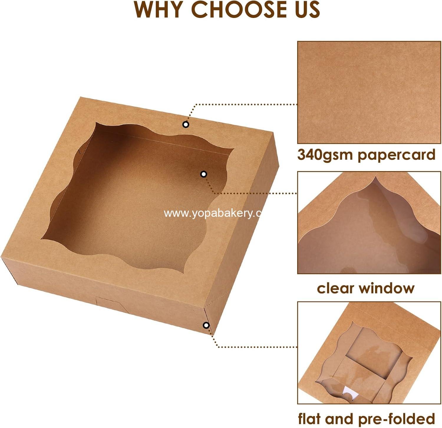 Wholesale 12x12x3 Inch Pie Boxes with Window for Bakery Desserts Treats Cookies Cakes Muffins Donuts supplier