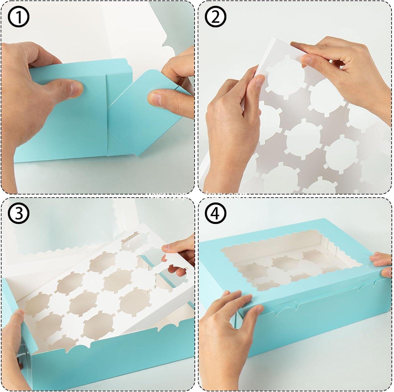 Wholesale 12 Count Cupcake Boxes with Window Holds 12 Pastries 12.7x9.8x3.5 Inch Bakery Party Supply manufacturer