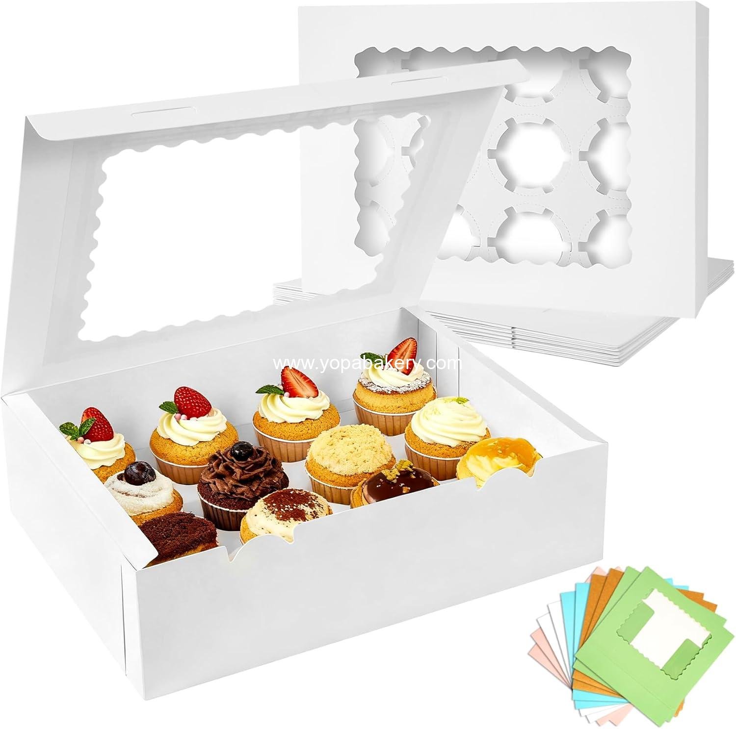 12 Count Cupcake Boxes, 10PCS Cupcake Container with Window, Holding 120 Pastry Box for Birthday Holiday Party Bakery Supplies 12.7"x9.8"x3.5"