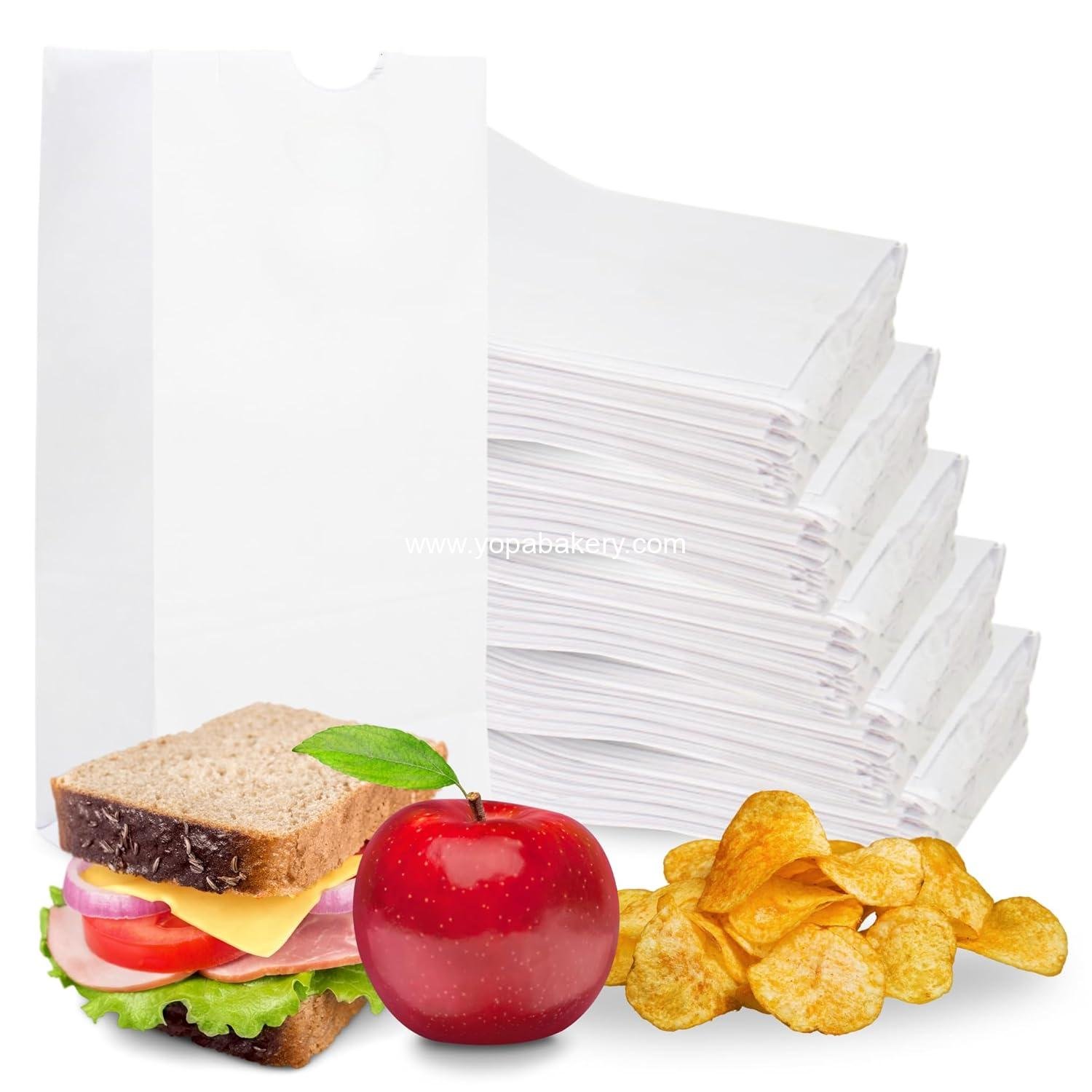 Wholesale 4# White Paper Bags Bulk Disposable Lunch Sacks 5.00 x 3.12 x 9.75 Inches for Sandwiches Candy Snacks Treats Popcorn factory