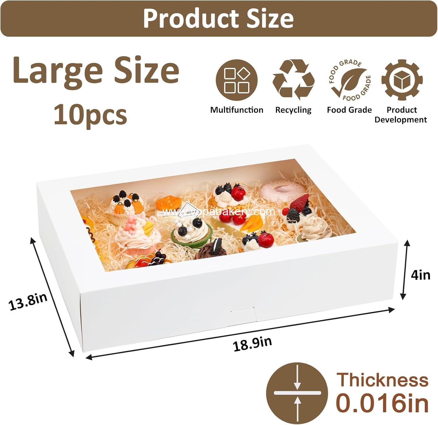 Wholesale Half Sheet Cake Boxes 19x14x4in White Bakery Packaging with Window for Pastry Donuts Cupcakes Pies supplier