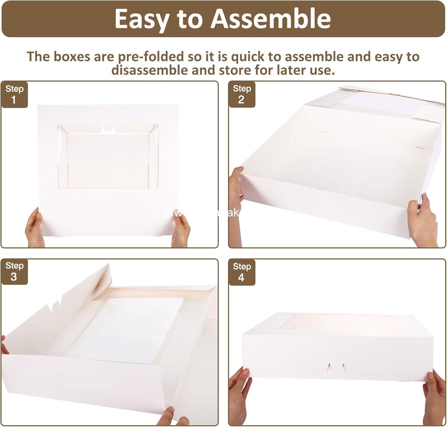 Wholesale Half Sheet Cake Boxes 19x14x4in White Bakery Packaging with Window for Pastry Donuts Cupcakes Pies supplier