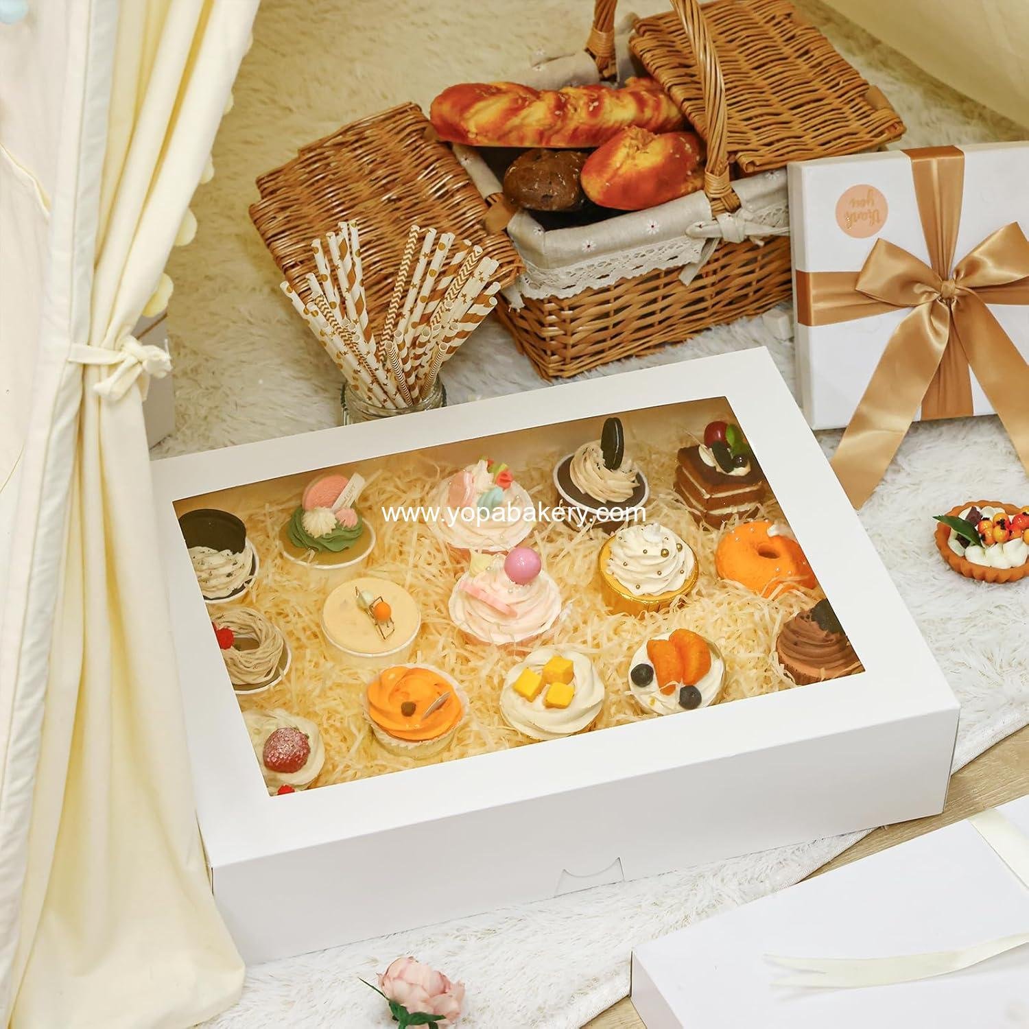 Wholesale Half Sheet Cake Boxes 19x14x4in White Bakery Packaging with Window for Pastry Donuts Cupcakes Pies supplier