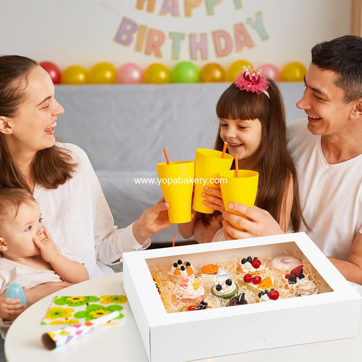 Wholesale Half Sheet Cake Boxes 19x14x4in White Bakery Packaging with Window for Pastry Donuts Cupcakes Pies supplier