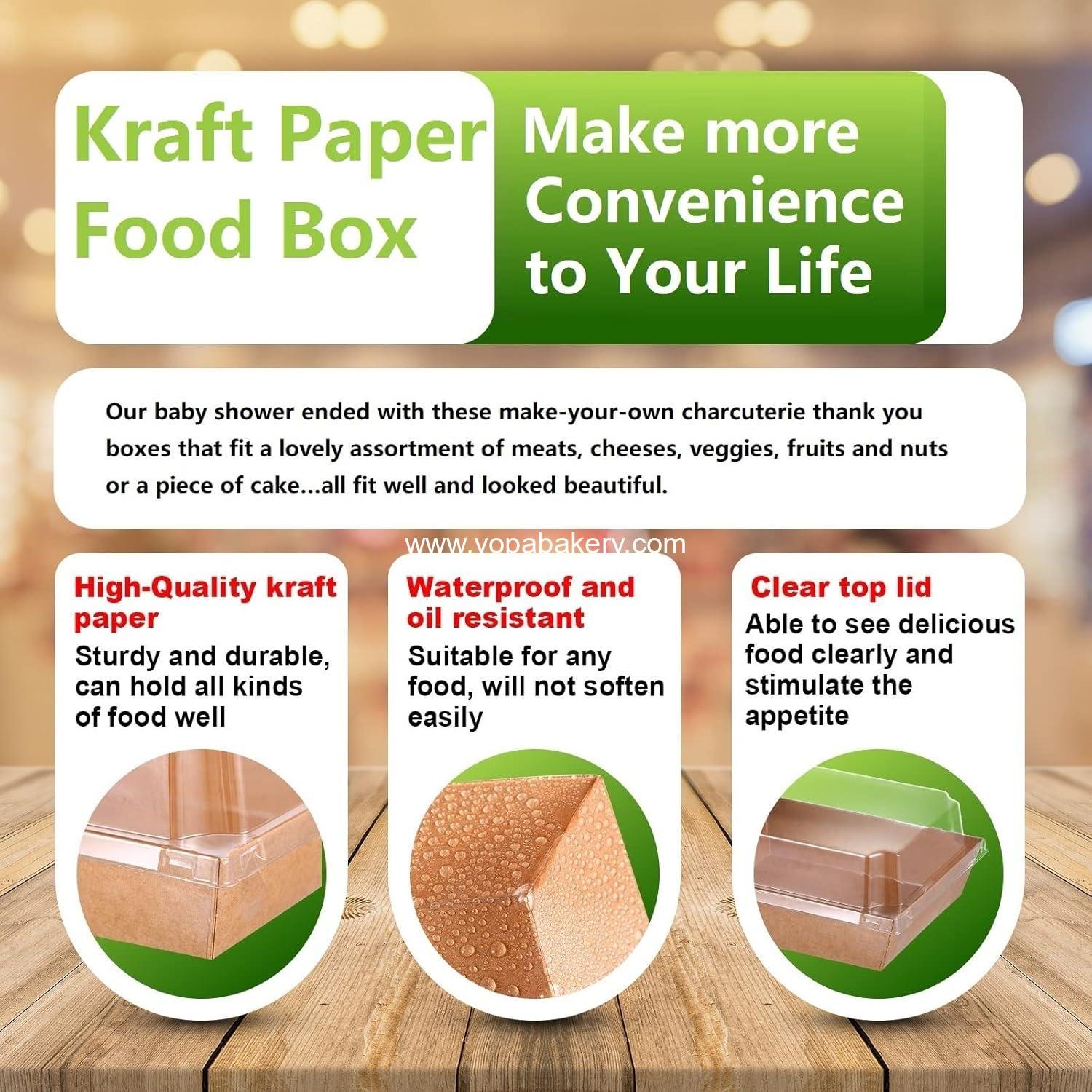 Wholesale 200 Disposable Charcuterie Boxes with Clear Lids Bakery Dessert Cookie Cake Salad Sandwich Food Containers 100 Brown Square Containers 100 Bamboo Skewers supplier