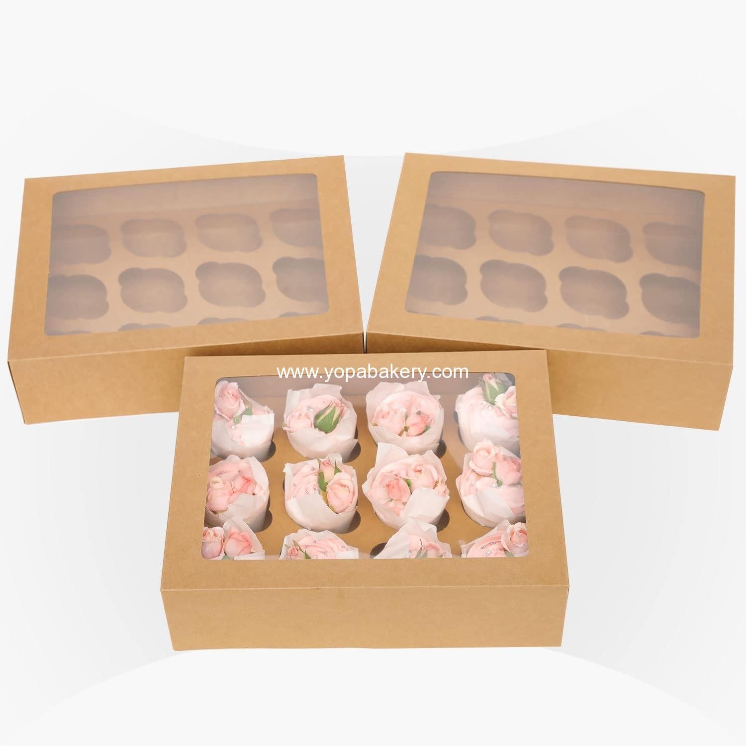Wholesale 12 Cupcake Containers 6-Pack Brown Carriers with Window 13x10x3.5 inch supplier