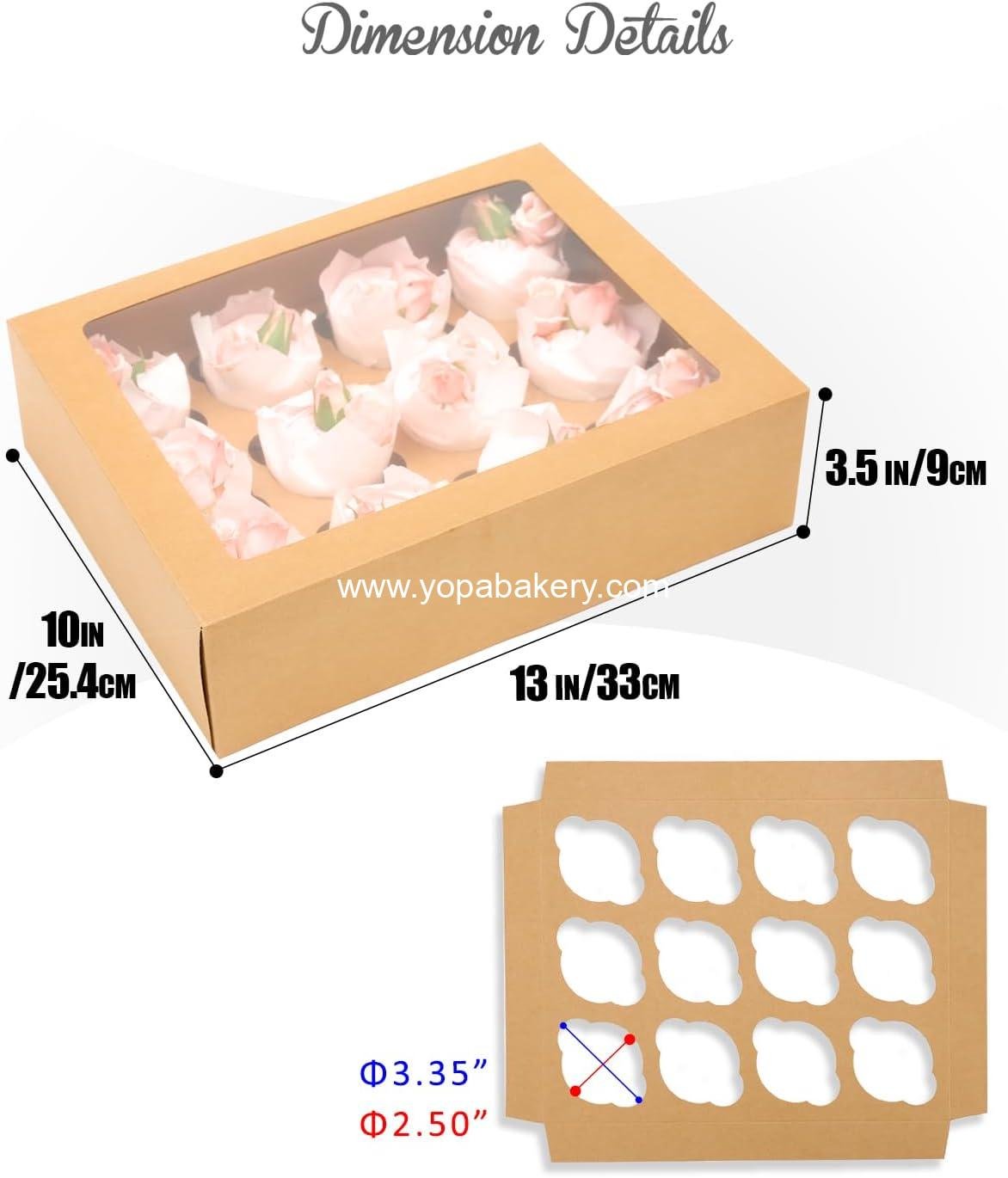 Wholesale 12 Cupcake Containers 6-Pack Brown Carriers with Window 13x10x3.5 inch supplier