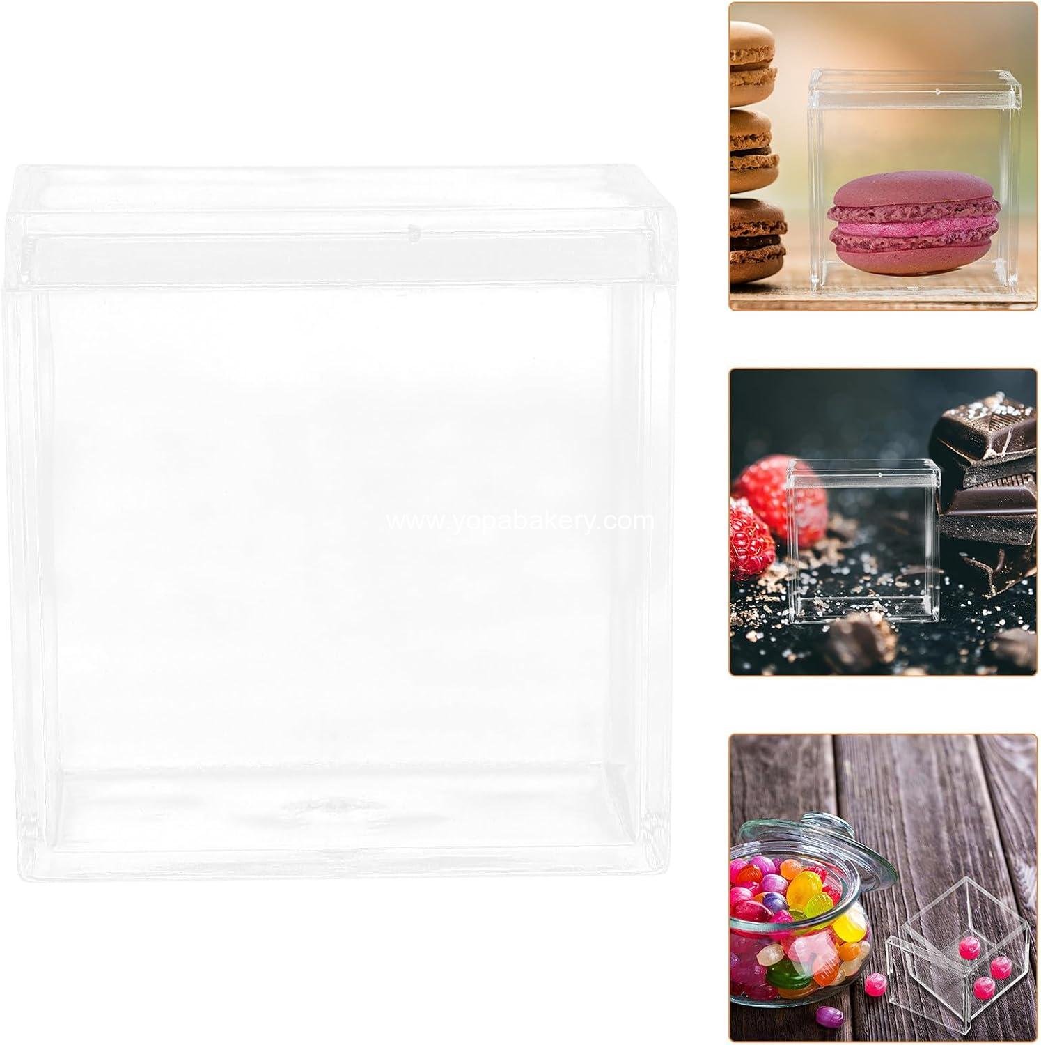 Wholesale Clear Square Acrylic Candy Favor Boxes for Macarons Cookies Cupcakes Small Desserts manufacturer