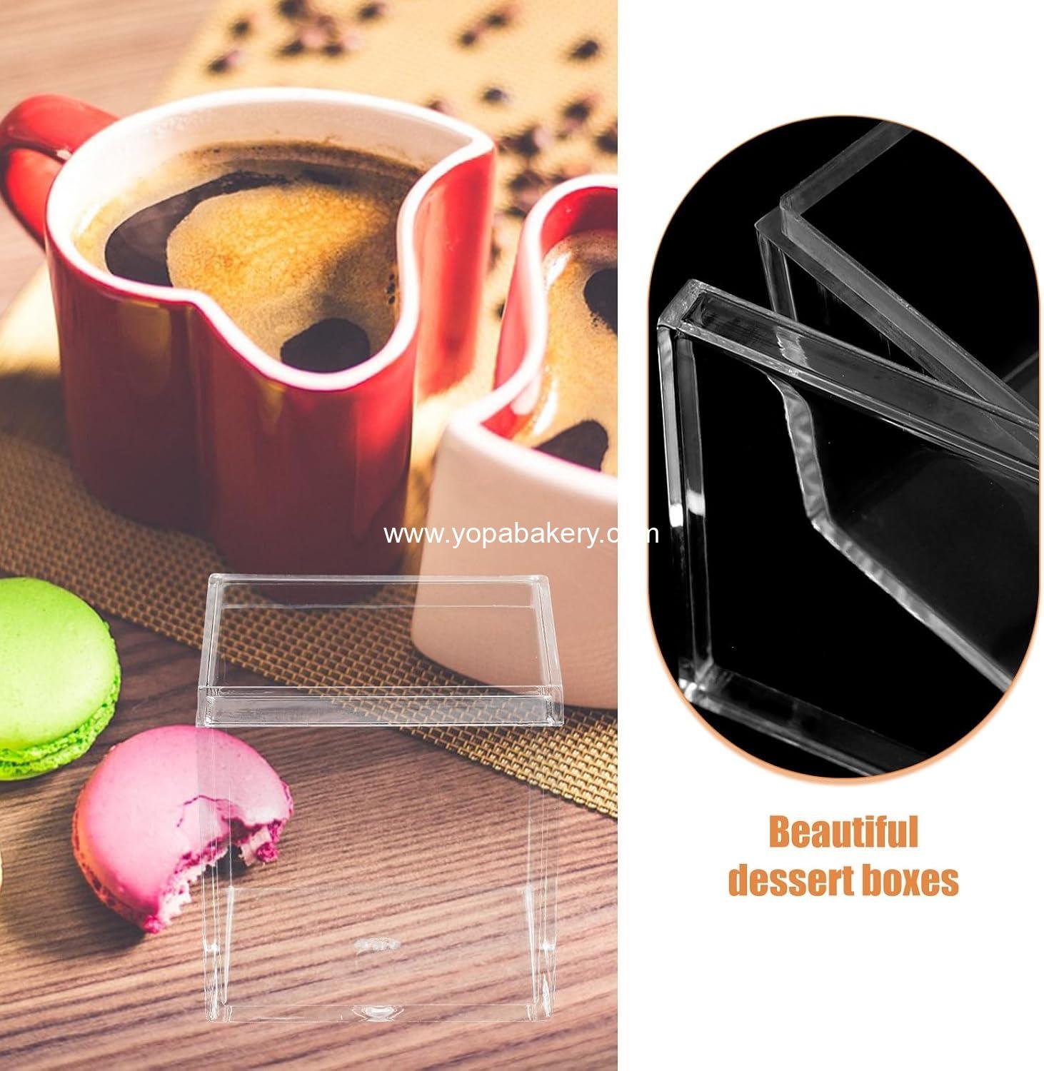 Wholesale Clear Square Acrylic Candy Favor Boxes for Macarons Cookies Cupcakes Small Desserts manufacturer
