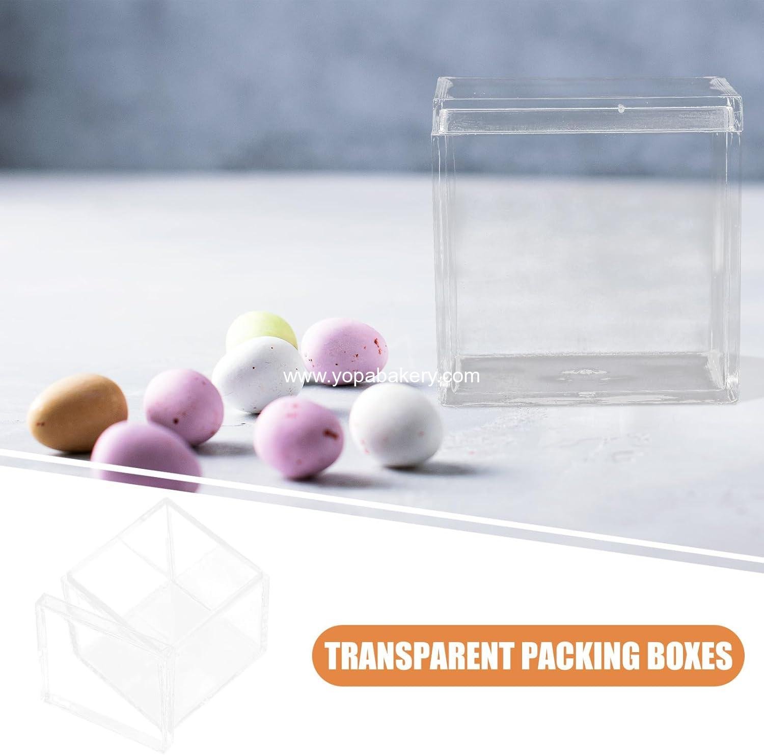 Wholesale Clear Square Acrylic Candy Favor Boxes for Macarons Cookies Cupcakes Small Desserts manufacturer