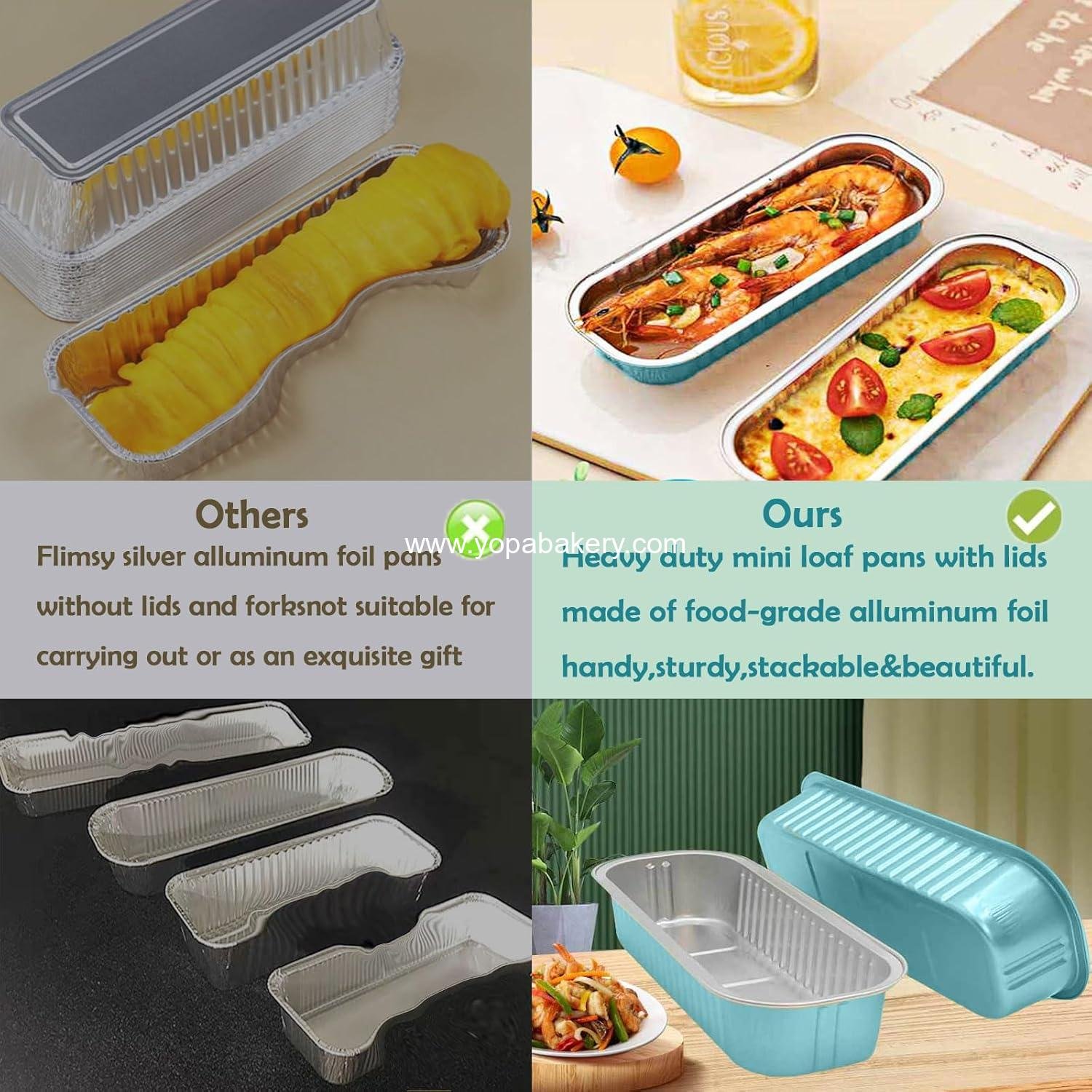 Wholesale 12Pack Mini 6.8oz Aluminum Foil Loaf Pans with Lids Spoons Blue Disposable Baking Cake Muffin Tins manufacturer