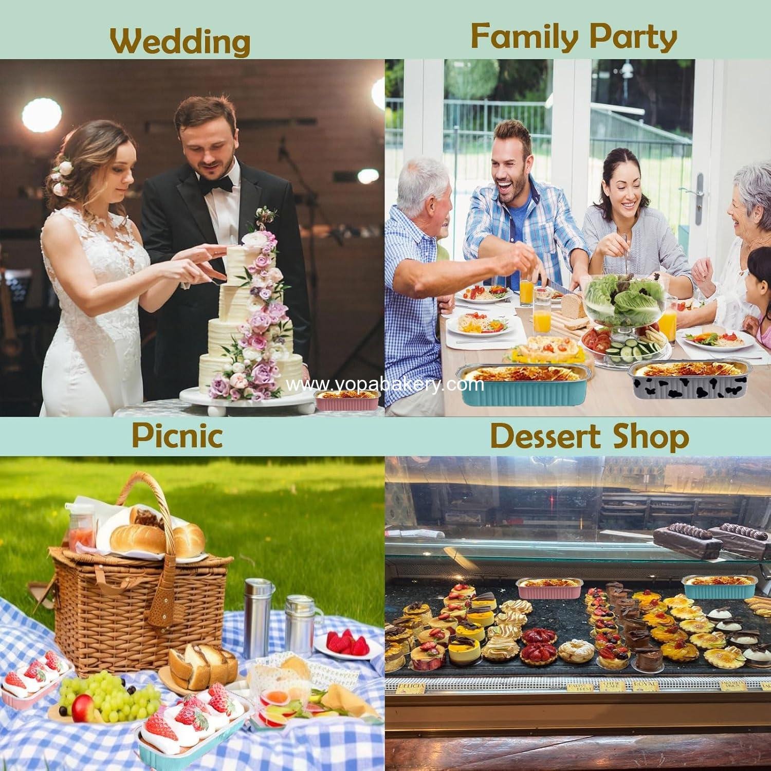 Wholesale 12Pack Mini 6.8oz Aluminum Foil Loaf Pans with Lids Spoons Blue Disposable Baking Cake Muffin Tins manufacturer