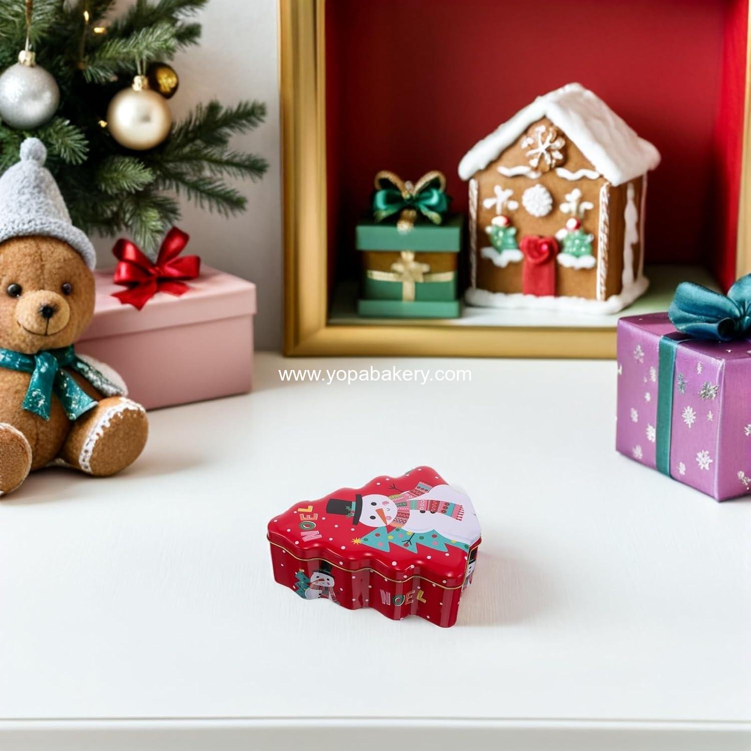 Wholesale Christmas Cookie Tin Candy Box with Lid Christmas Holiday Treats Fillable Iron Container manufacturer