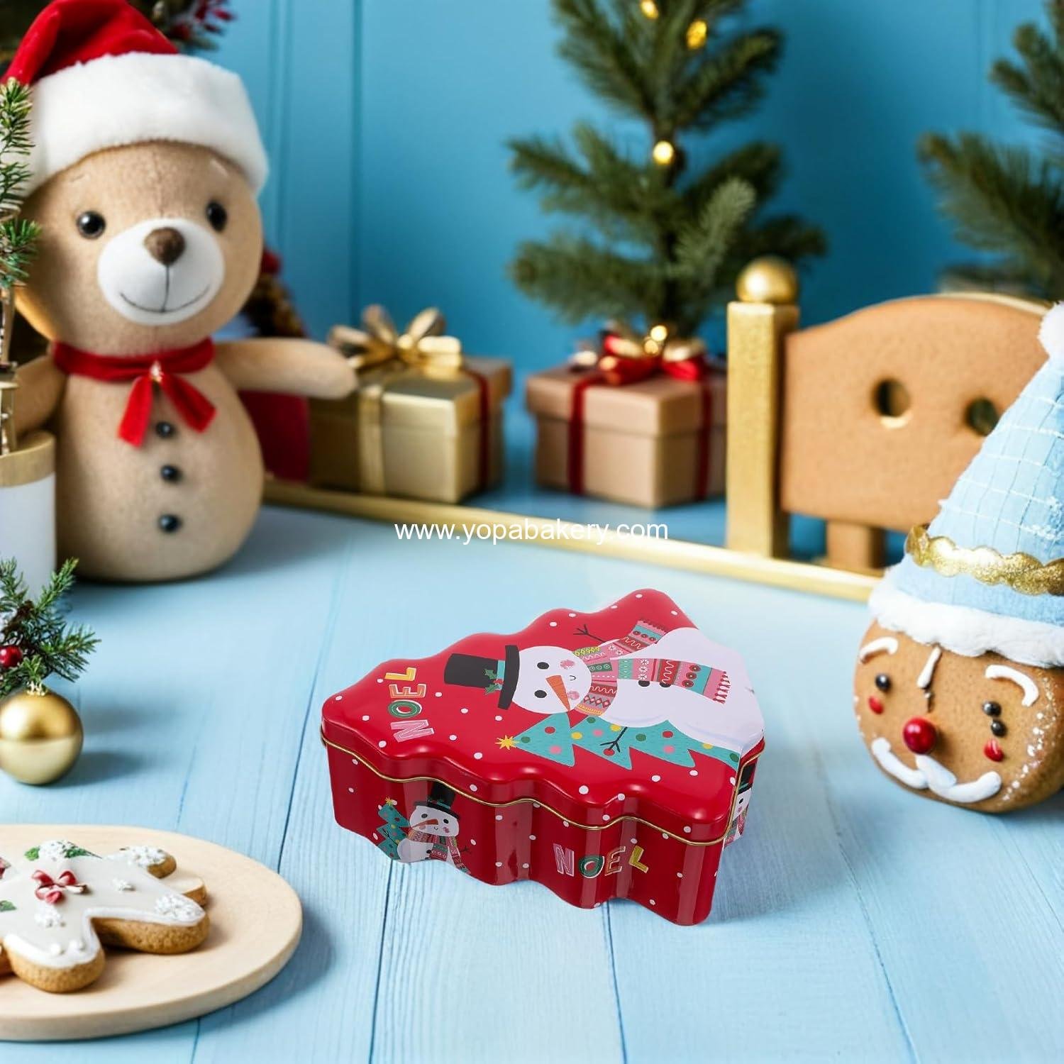 Wholesale Christmas Cookie Tin Candy Box with Lid Christmas Holiday Treats Fillable Iron Container manufacturer