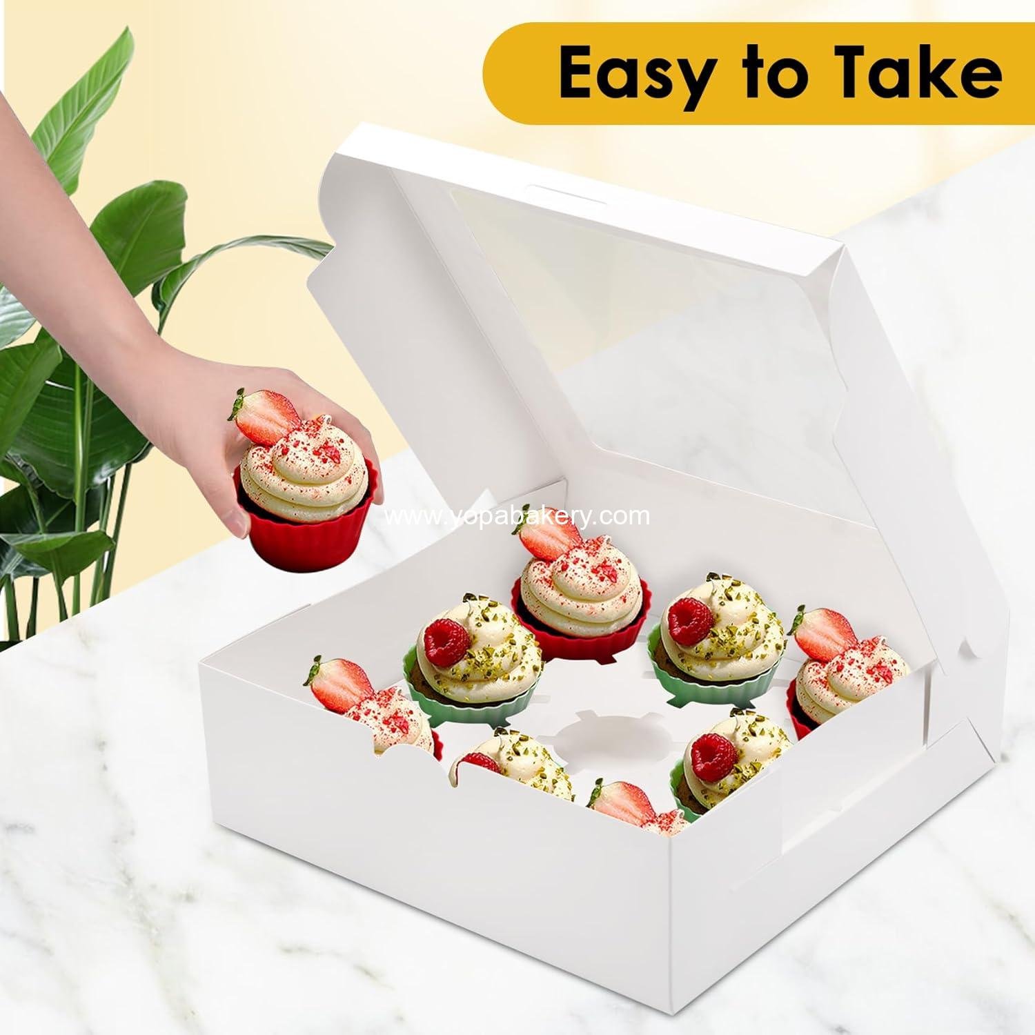 Wholesale 9-Count White Cupcake Boxes 9x9x3 Inch with Clear Window & Insert for Cookies Muffins manufacturer