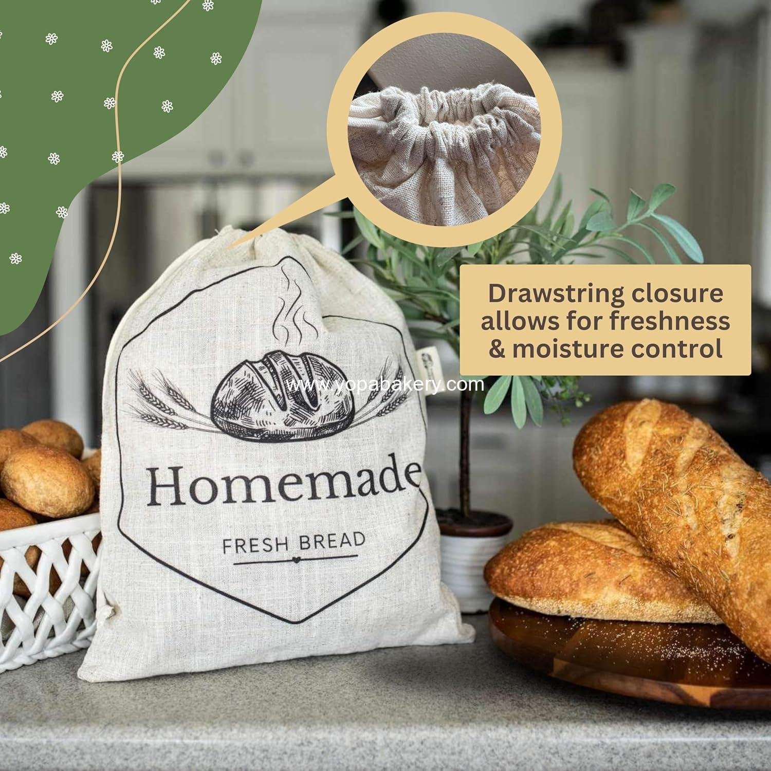 Wholesale XL Linen Bread Bags 2-Pack Reusable for Homemade Sourdough Bread Manufacturer