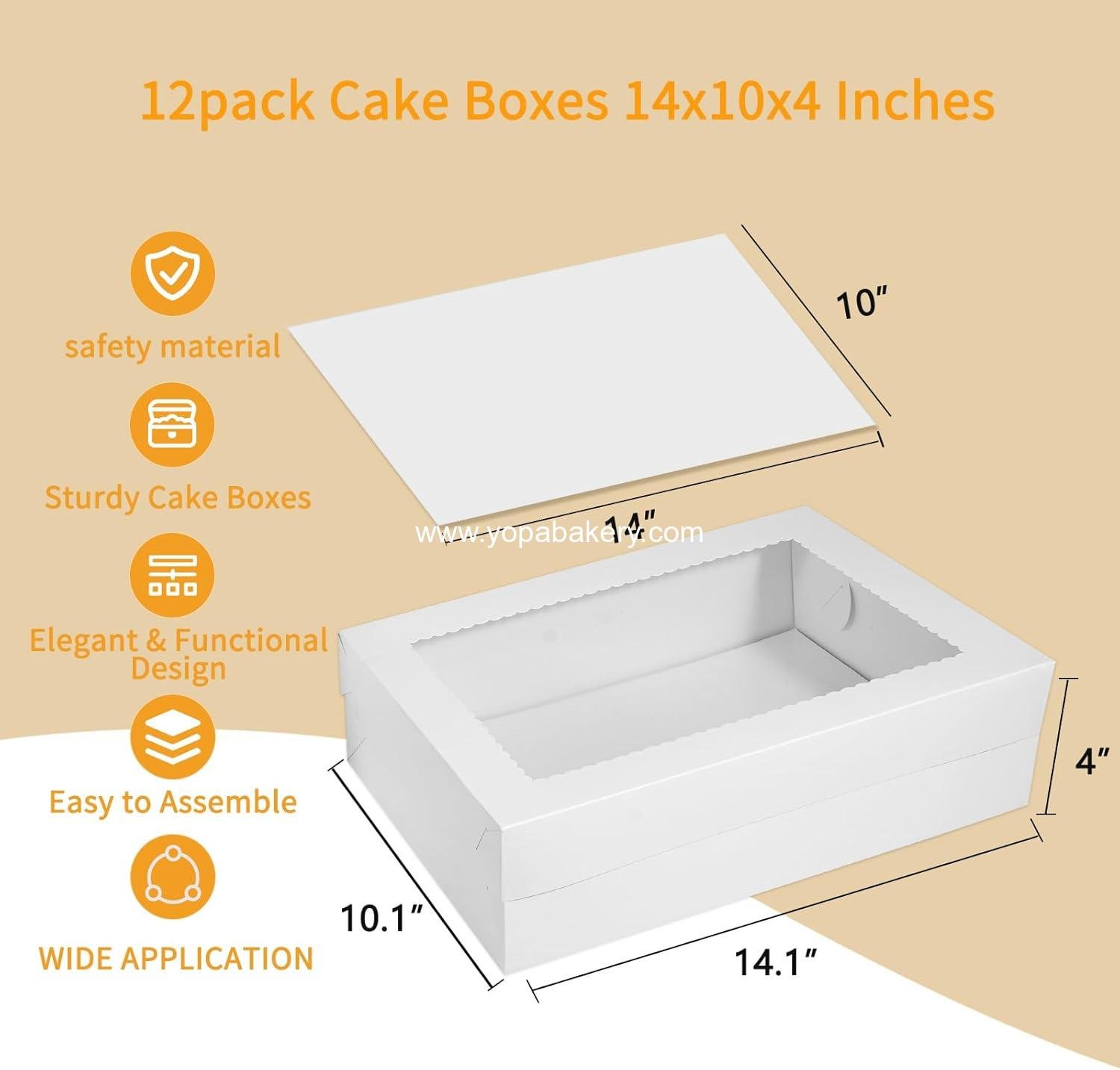 Wholesale 14x10x4 Inch White Bakery Boxes with Large Window for Quarter Sheet Cakes Pastries and Pies supplier Wholesale 14x10x4 Inch White Bakery Boxes with Large Window for Quarter Sheet Cakes Pastries and Pies supplier
