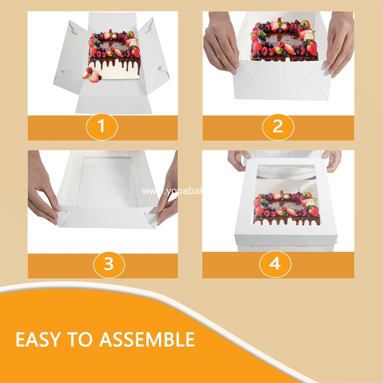 Wholesale 14x10x4 Inch White Bakery Boxes with Large Window for Quarter Sheet Cakes Pastries and Pies supplier Wholesale 14x10x4 Inch White Bakery Boxes with Large Window for Quarter Sheet Cakes Pastries and Pies supplier